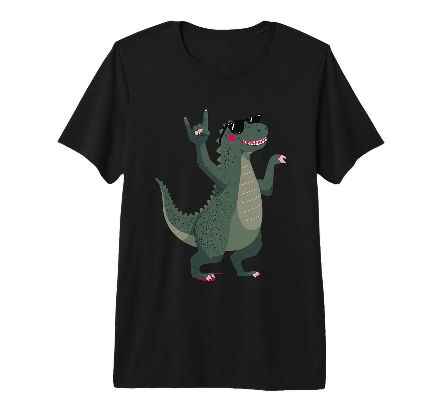 Dinosaur T Rex Rock Hand Sign Punk T-Shirt - Minimalist Print Unisex - T-Shirt, Sweatshirt, Hoodie