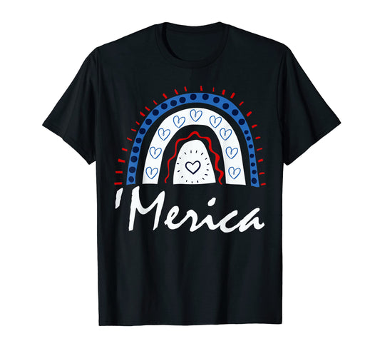 4Th July Merica Boho Rainbow T-Shirt - Novelty Apparel for Adults - T-Shirt, Sweatshirt, Hoodie