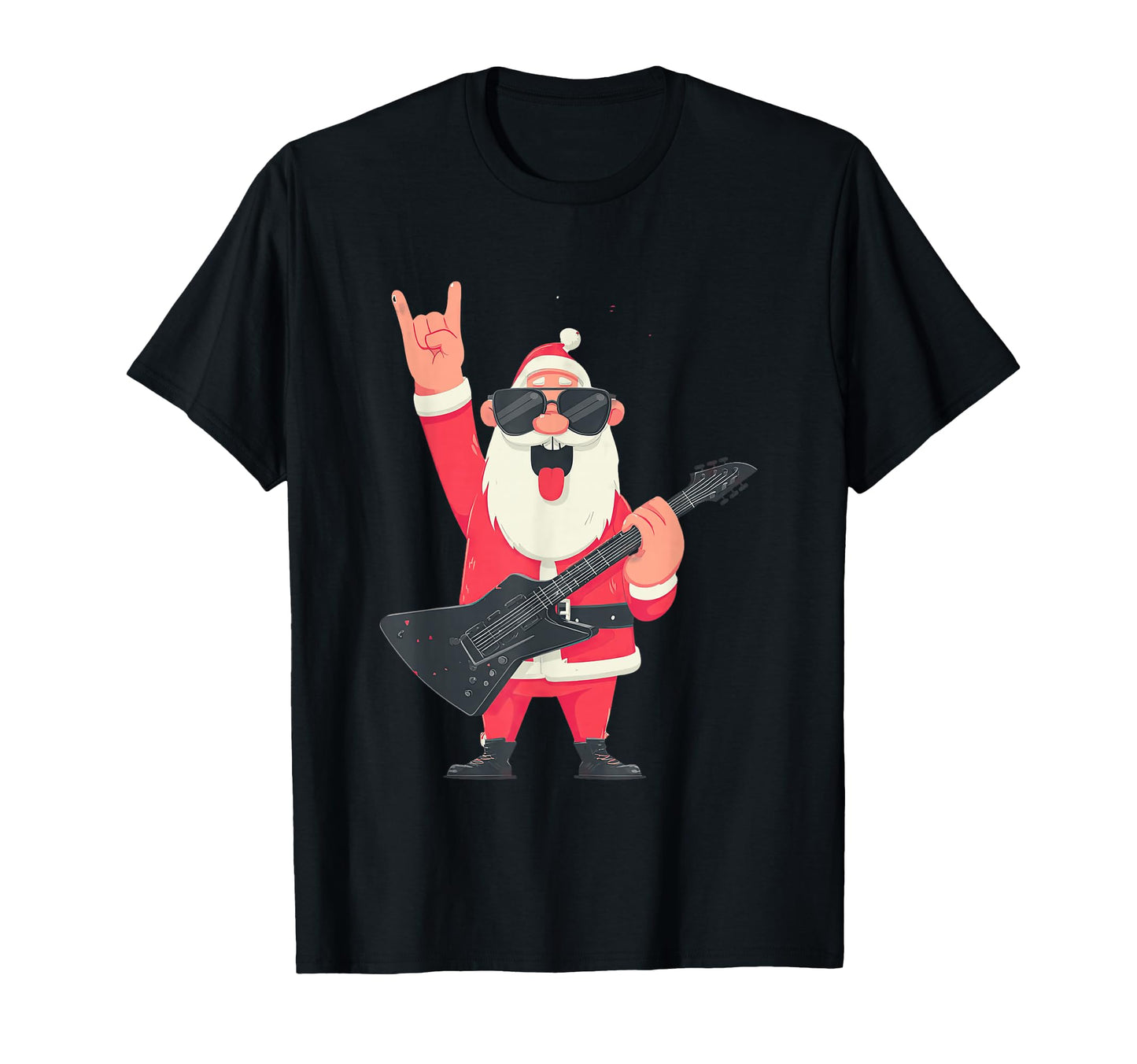 Rock N Roll Santa Electric Guitar T-Shirt - Fun Novelty Design for Adults - T-Shirt, Sweatshirt, Hoodie