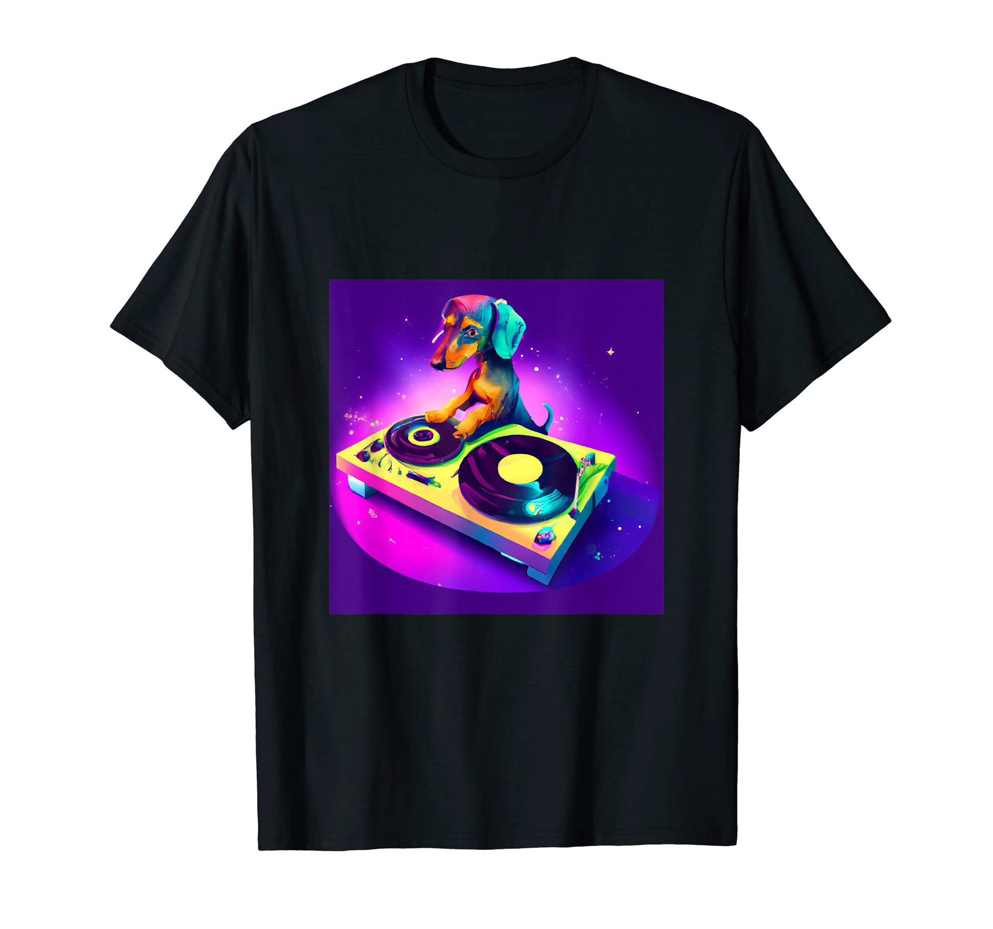 Dachshund Dj Vaporwave Dog Aesthetic T-Shirt - Minimalist Print for Adults - T-Shirt, Sweatshirt, Hoodie