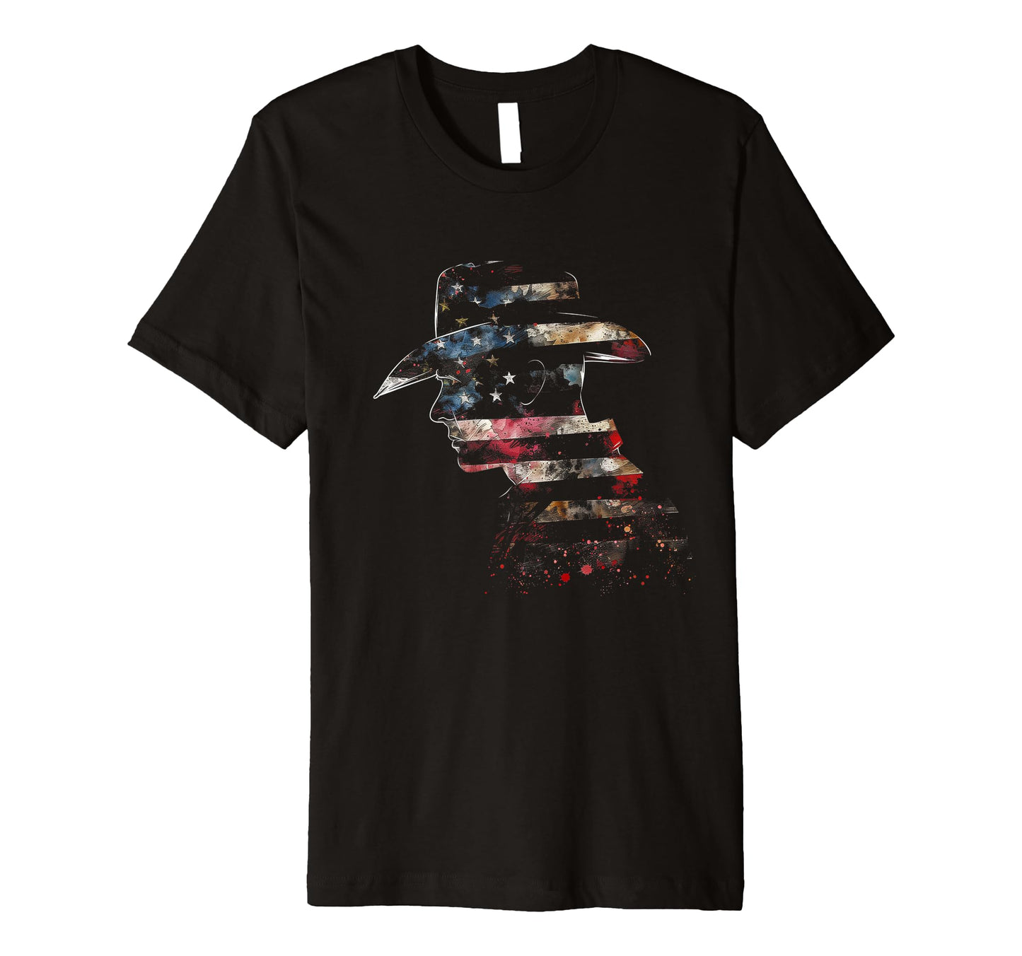 Cowboy American Flag Patriotic T-Shirt - Minimalist Print Men Women - T-Shirt, Sweatshirt, Hoodie