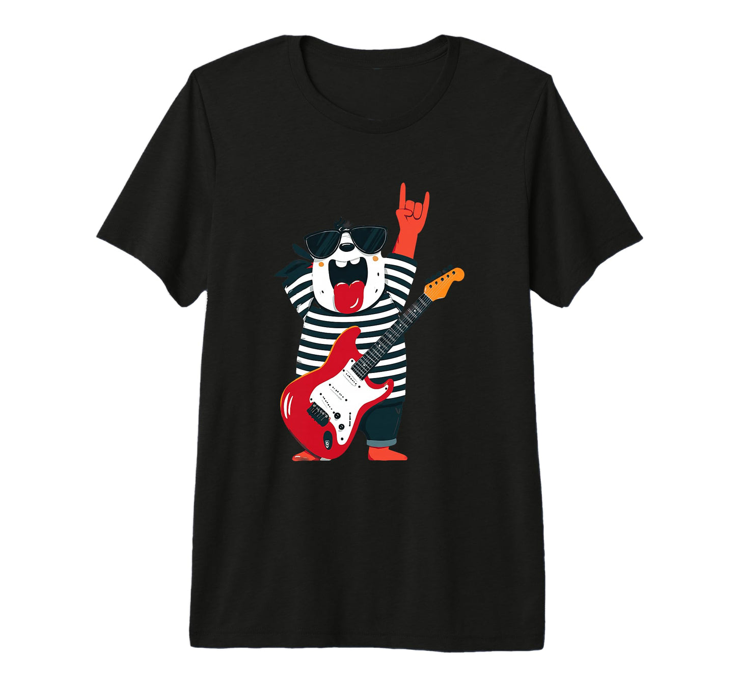 Cartoon Dog Guitar Player Rock Music Tri T-Shirt - Unique Graphic Unisex - T-Shirt, Sweatshirt, Hoodie