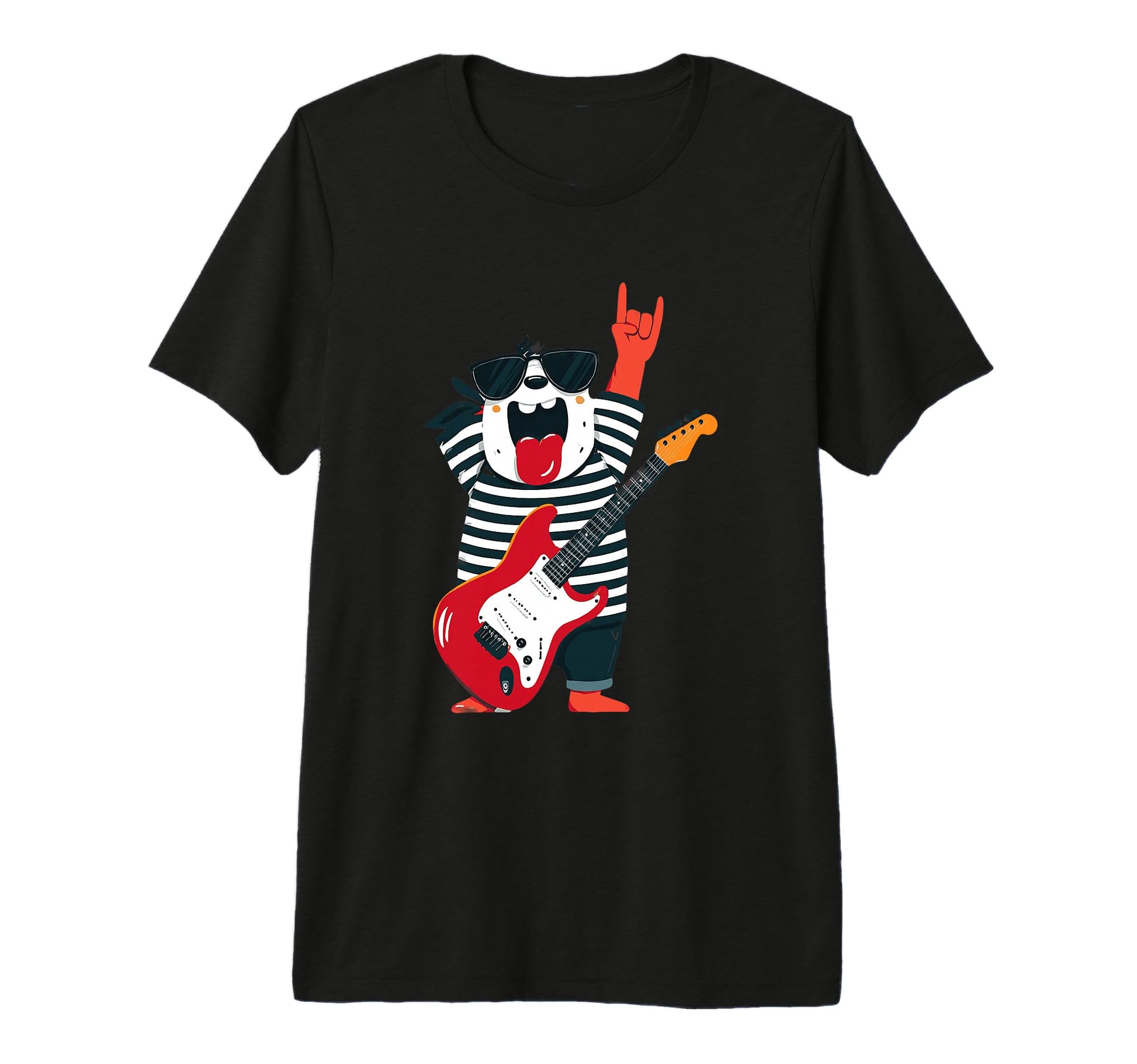 Cartoon Dog Guitar Player Rock Music Tri T-Shirt - Unique Graphic Unisex - T-Shirt, Sweatshirt, Hoodie
