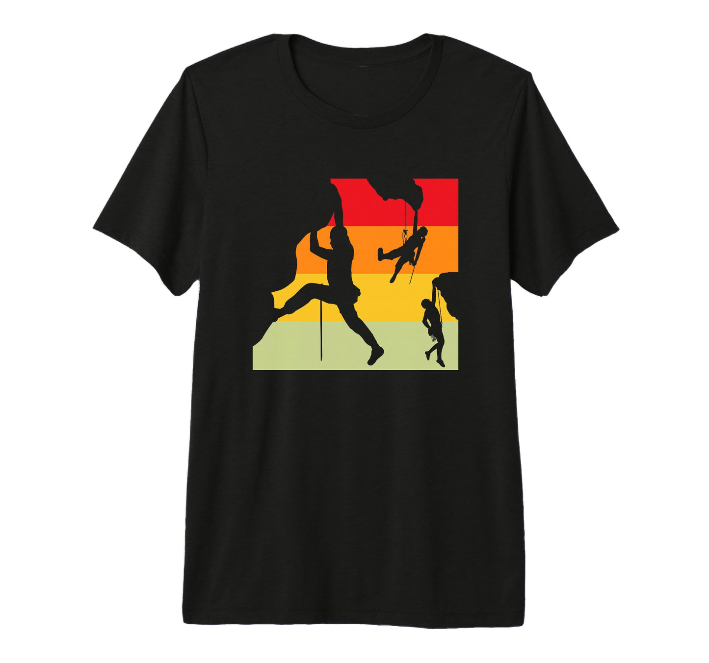 Sunset Rock Climbing Silhouettes 70S Tri T-Shirt - Unique Graphic Unisex - T-Shirt, Sweatshirt, Hoodie