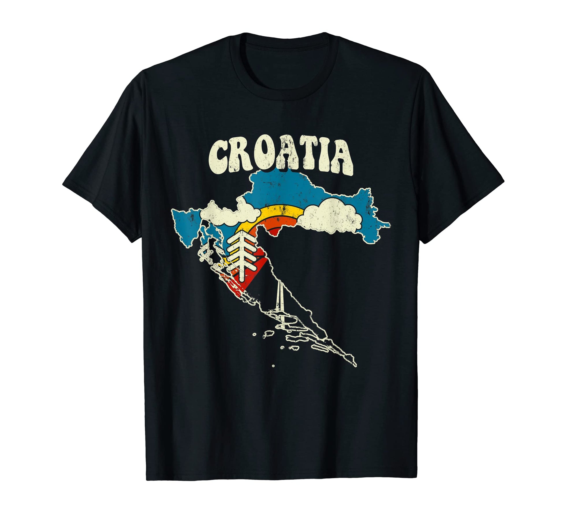 Croatia Croatian Country Rainbow 70S T-Shirt - Novelty Apparel for Adults - T-Shirt, Sweatshirt, Hoodie