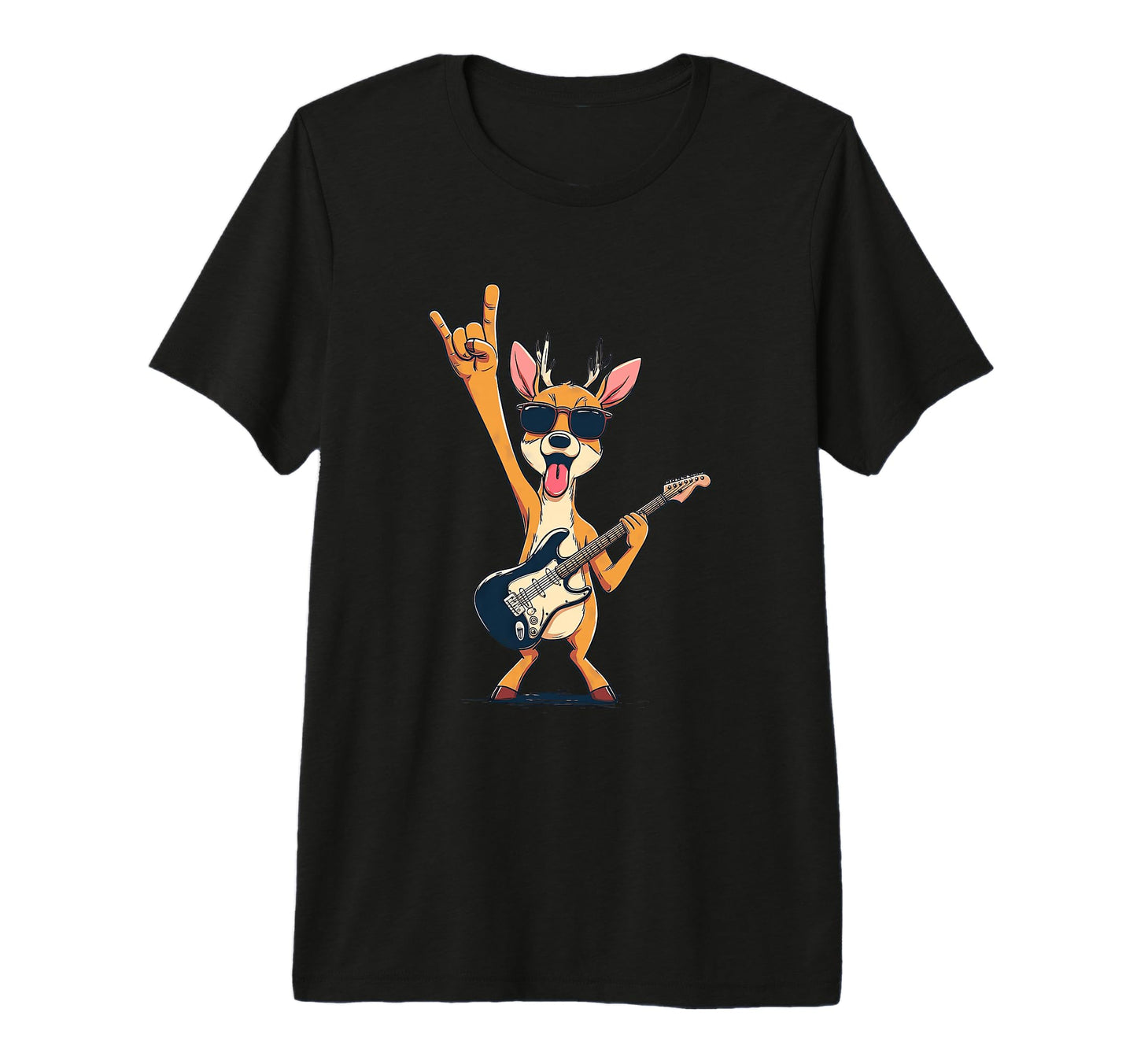 Deer Guitarist Funny Animal Rock Music T-Shirt - Aesthetic Graphic Unisex - T-Shirt, Sweatshirt, Hoodie