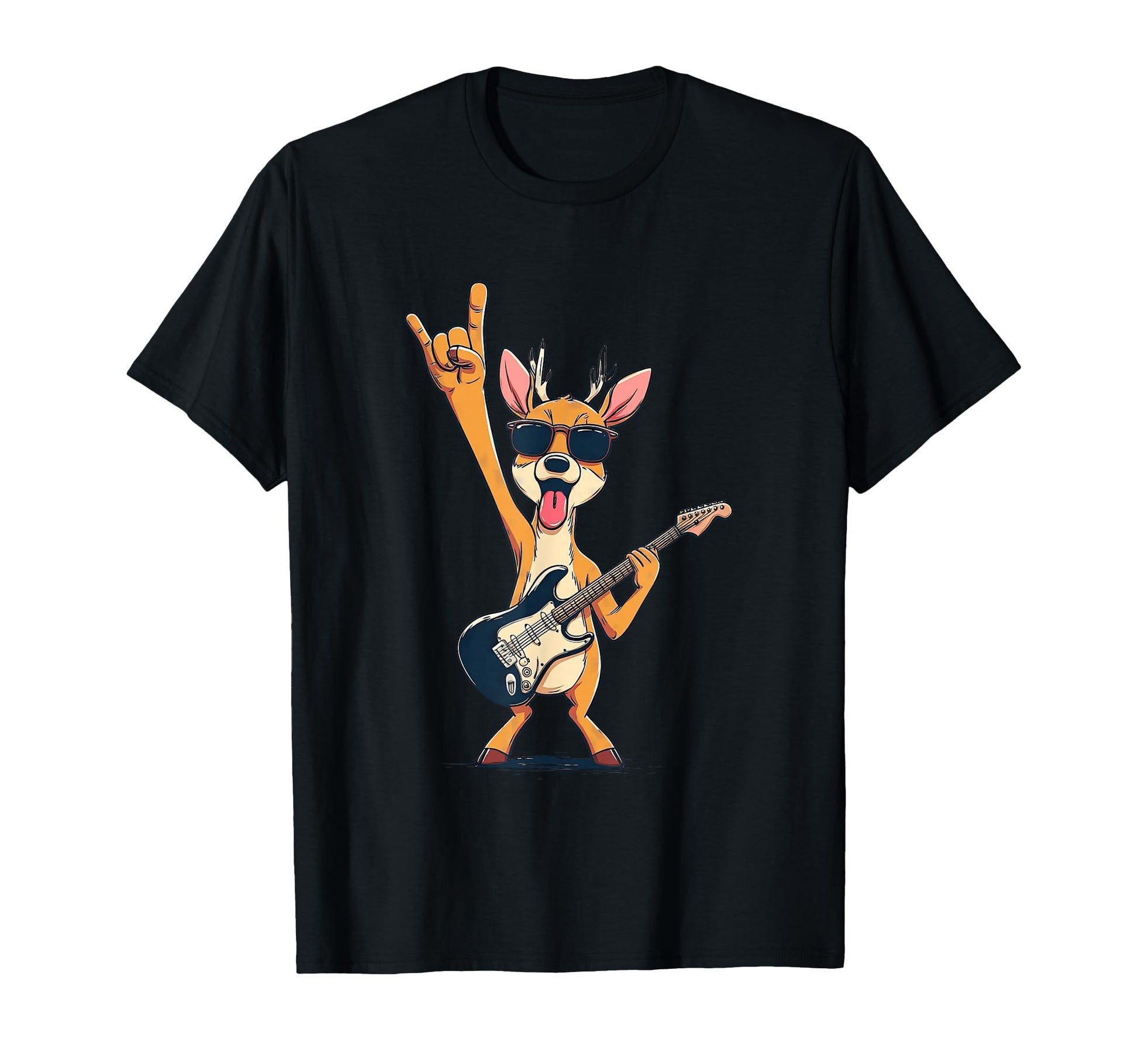Deer Guitarist Funny Animal Rock Music T-Shirt - Novelty Apparel Men Women - T-Shirt, Sweatshirt, Hoodie