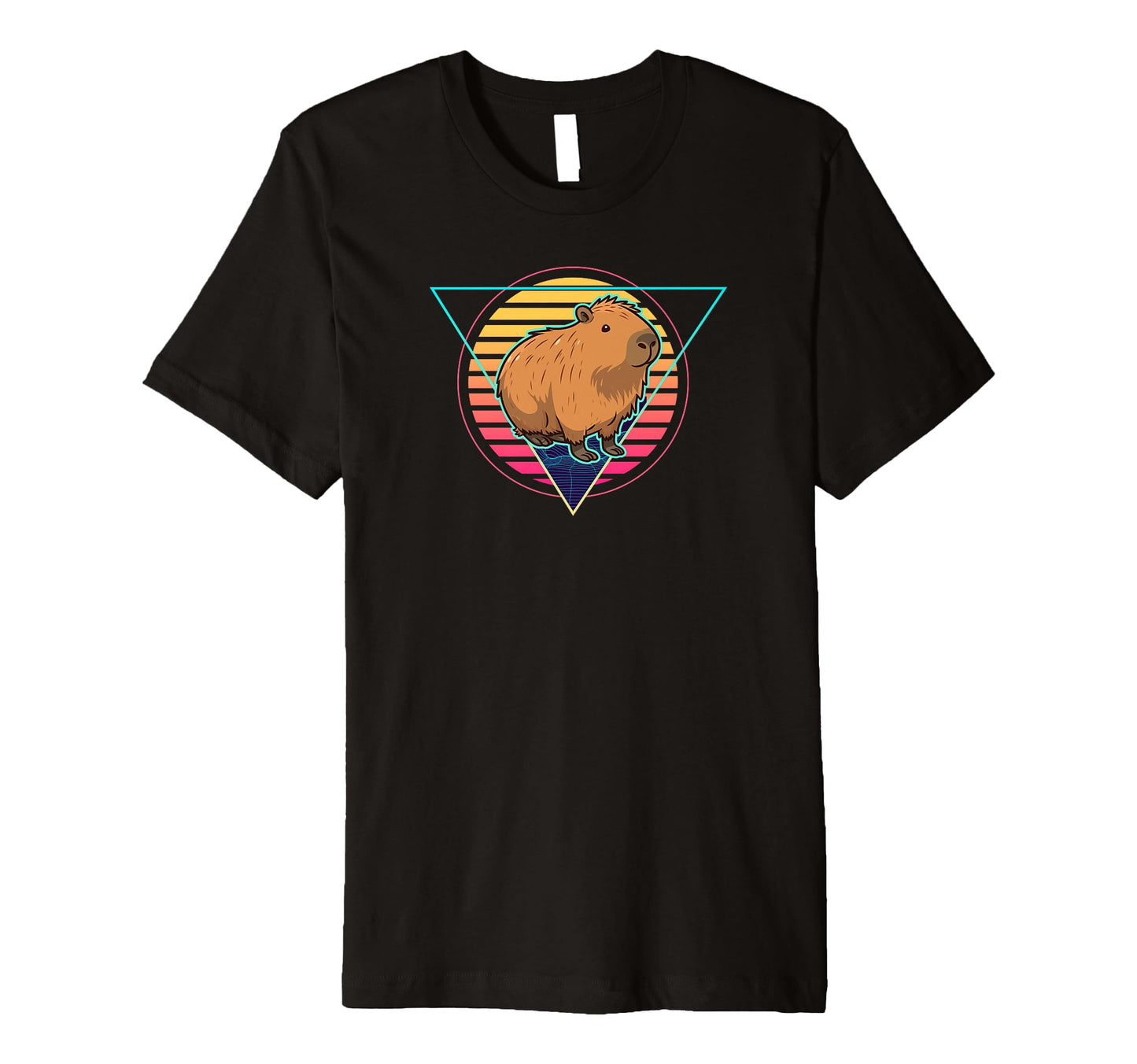 Futuristic Capybara Synthwave Vaporwave T-Shirt - Custom Art Print Unisex - T-Shirt, Sweatshirt, Hoodie