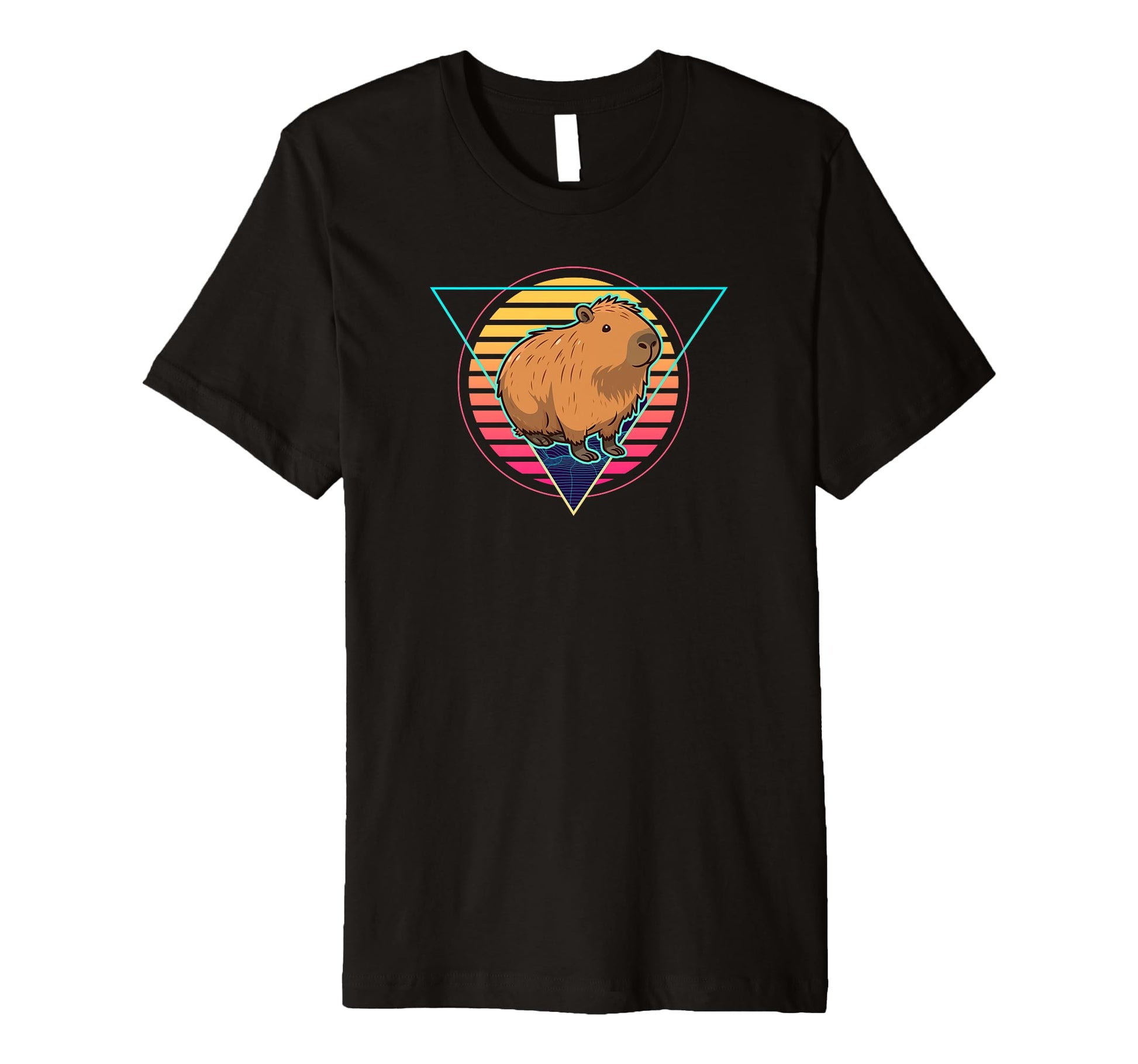 Futuristic Capybara Synthwave Vaporwave T-Shirt - Custom Art Print Unisex - T-Shirt, Sweatshirt, Hoodie
