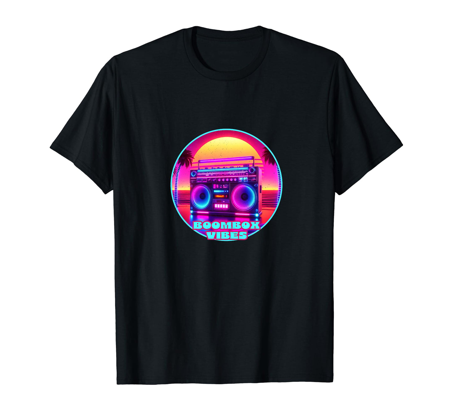 Boombox Vibes 1980S Synthwave Beach T-Shirt - Graphic Print Men Women - T-Shirt, Sweatshirt, Hoodie