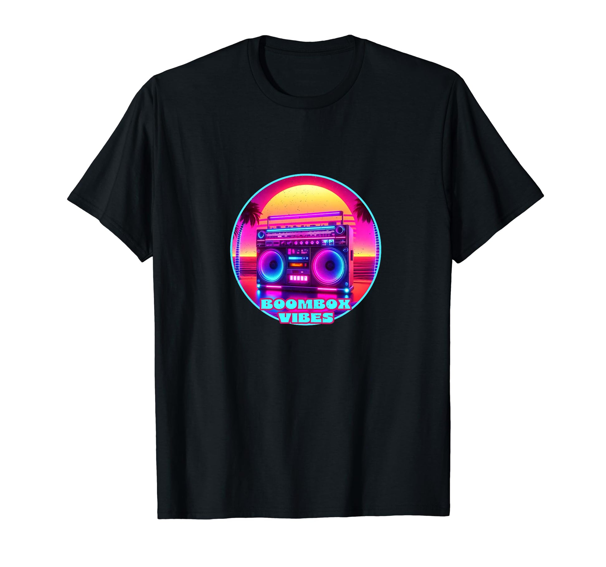 Boombox Vibes 1980S Synthwave Beach T-Shirt - Graphic Print Men Women - T-Shirt, Sweatshirt, Hoodie