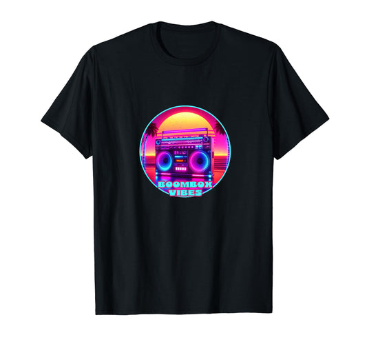 Boombox Vibes 1980S Synthwave Beach T-Shirt - Graphic Print Men Women - T-Shirt, Sweatshirt, Hoodie