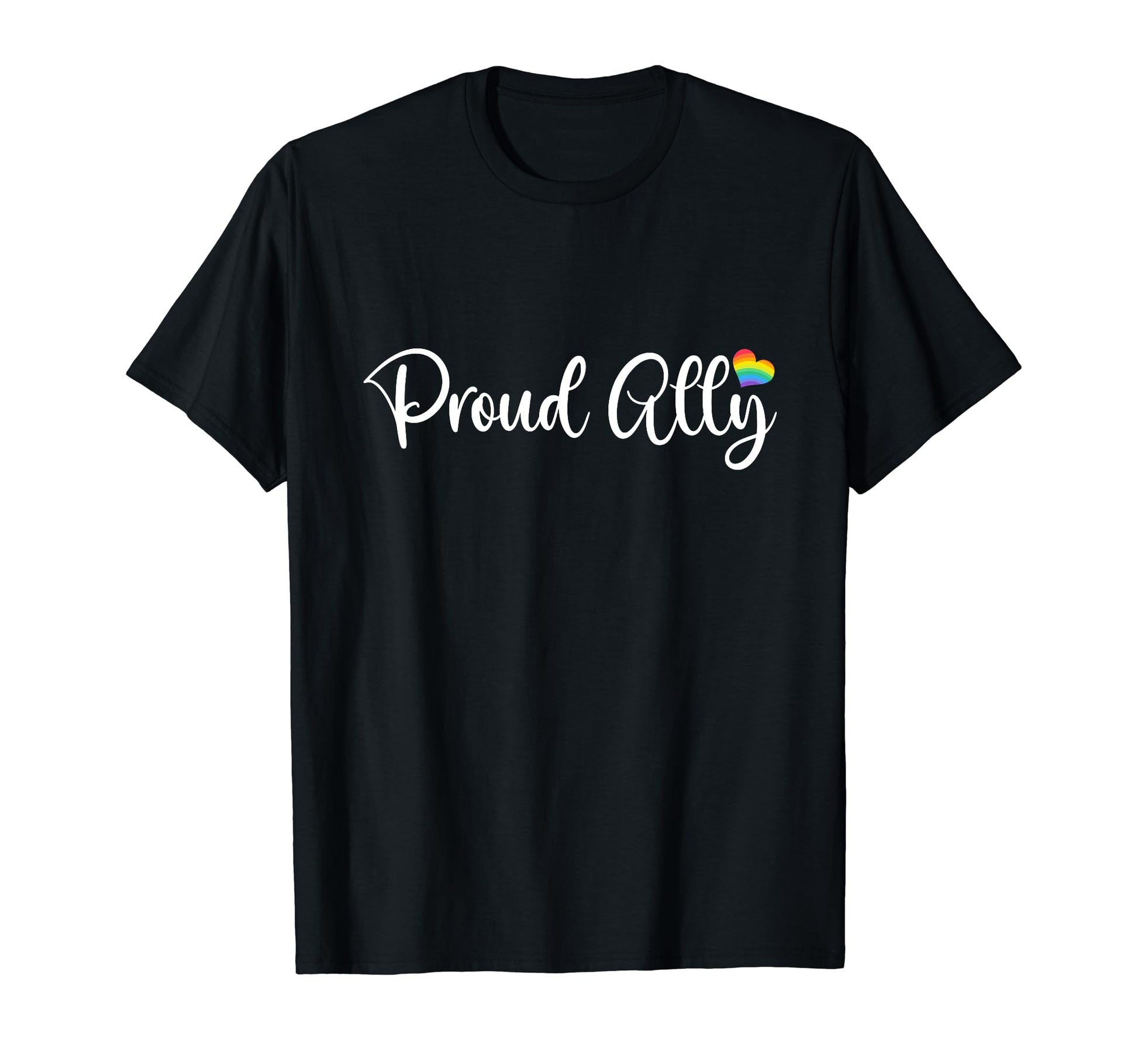 Proud Ally Lgbtqa Gay Pride Rainbow T-Shirt - Custom Art Print for Adults - T-Shirt, Sweatshirt, Hoodie