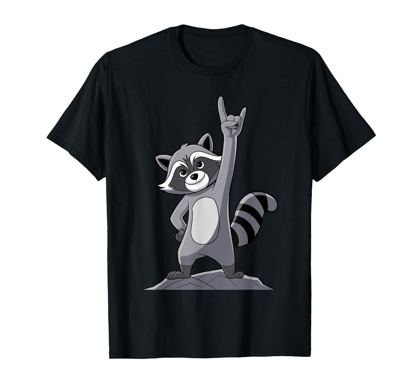 Raccoon Rock Gesture Adventure Spirit T-Shirt - Custom Art Print Men Women - T-Shirt, Sweatshirt, Hoodie