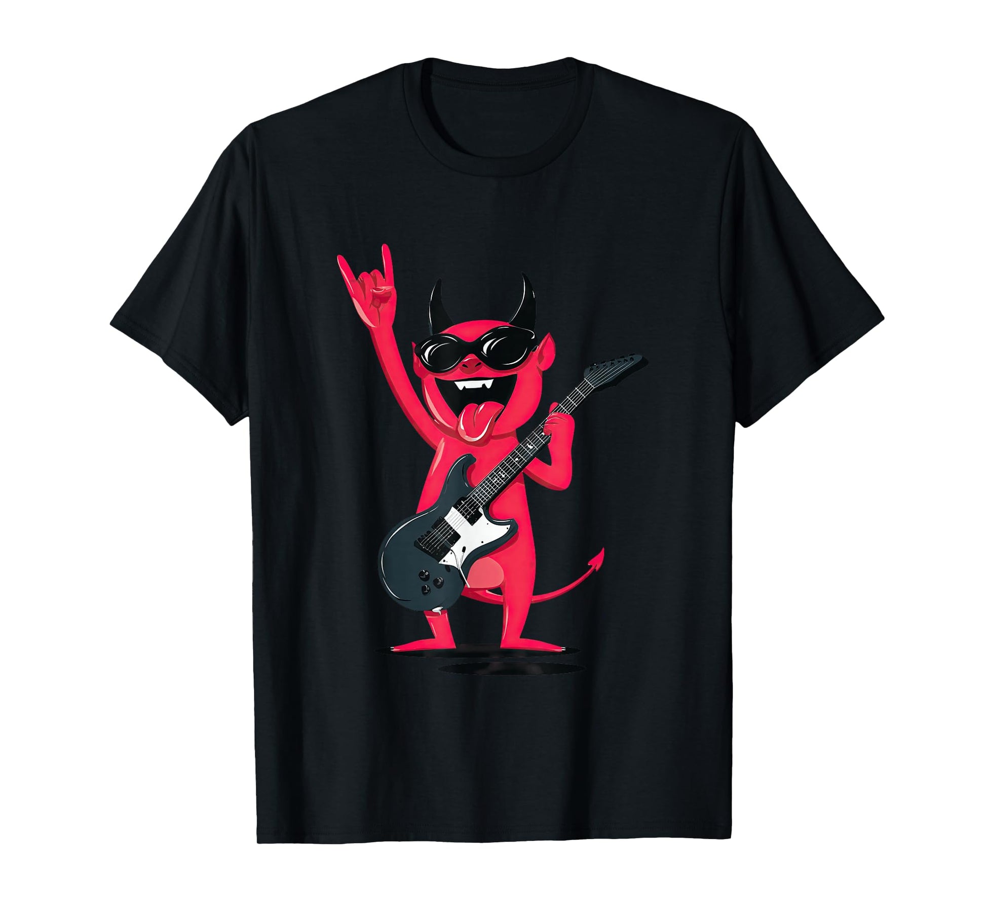 Funny Cartoon Devil Rock Music Guitar T-Shirt - Fun Novelty Design Unisex - T-Shirt, Sweatshirt, Hoodie