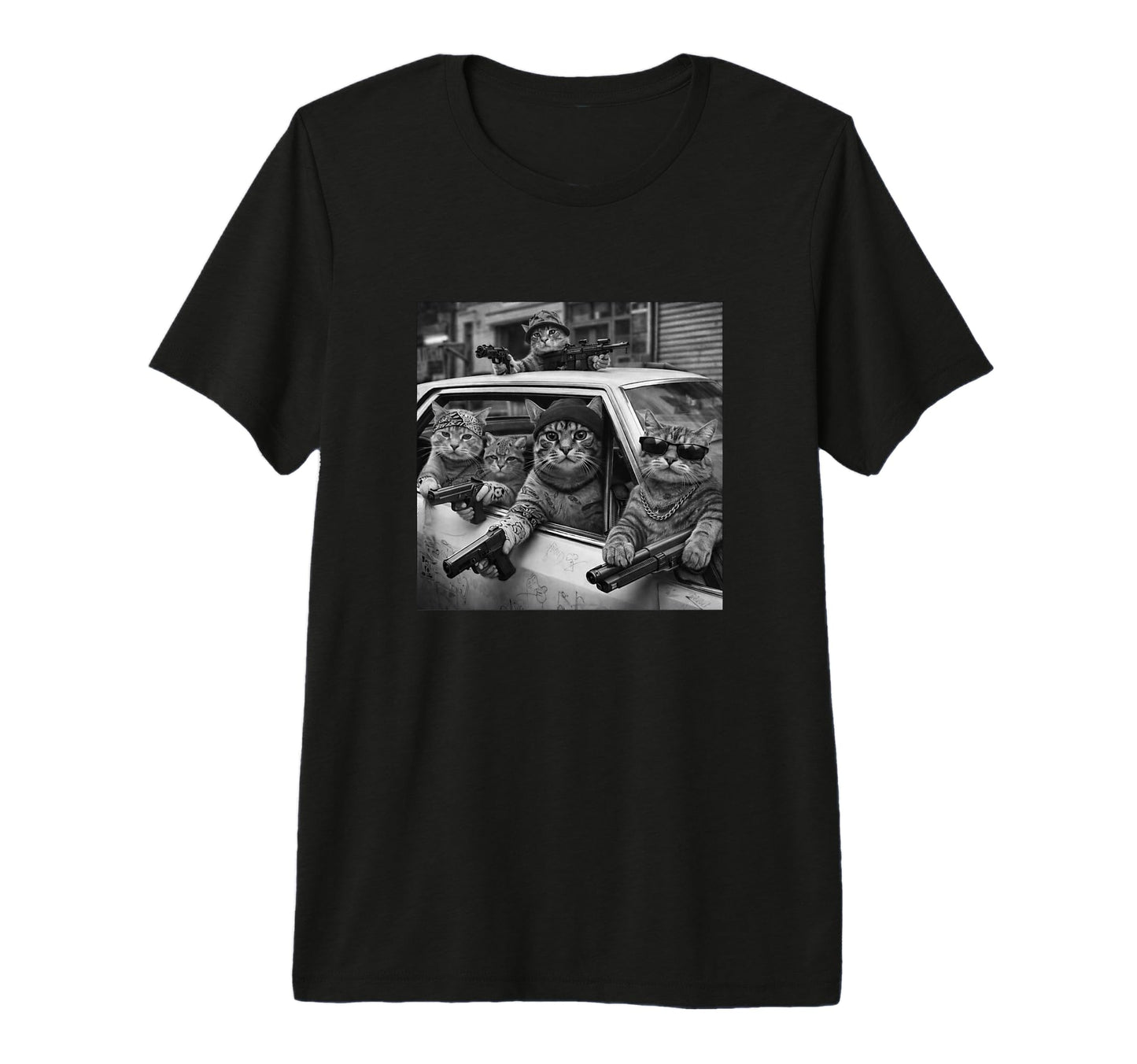 Funny Gangster Cat Old School Hip Hop T-Shirt - Novelty Apparel Men Women - T-Shirt, Sweatshirt, Hoodie