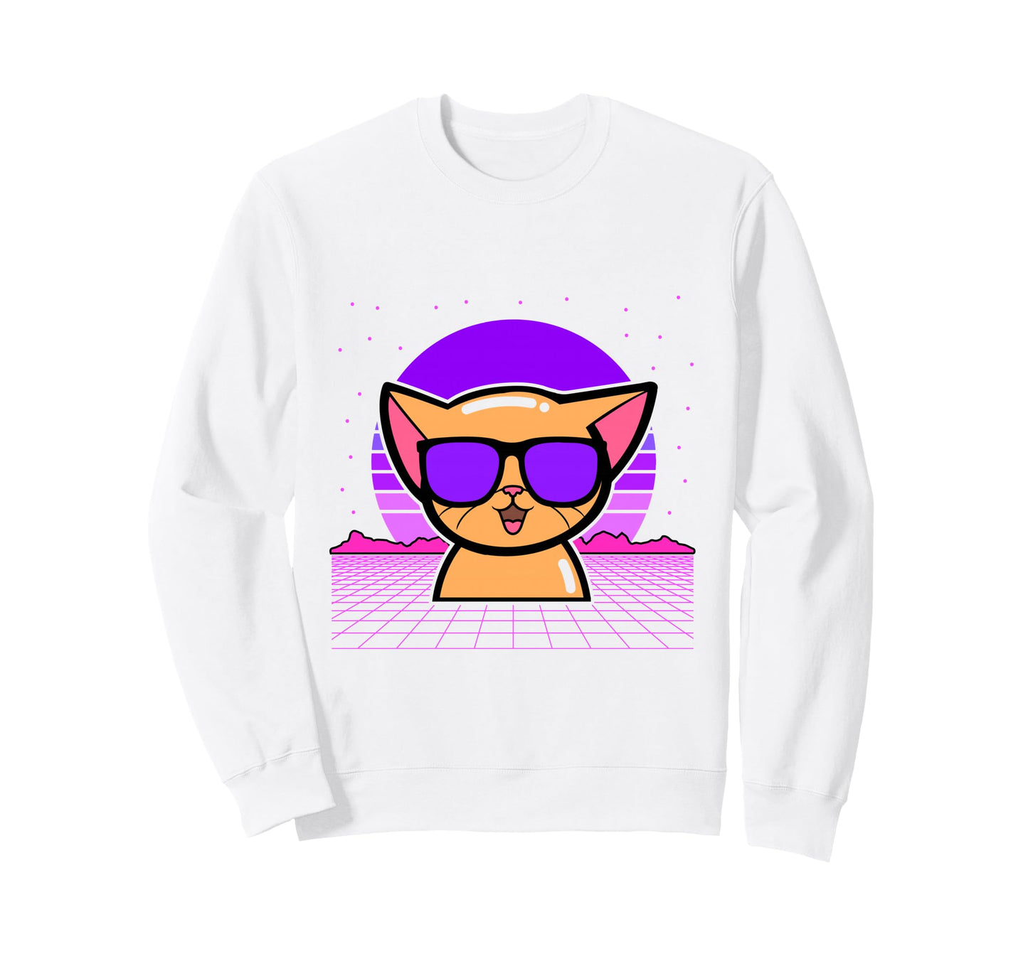 Aesthetic Vaporwave Outfits Cat Sweatshirt - Aesthetic Graphic Unisex - T-Shirt, Sweatshirt, Hoodie