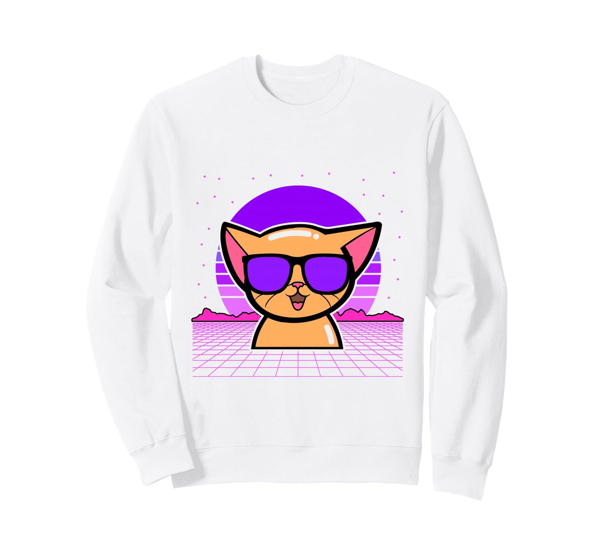Aesthetic Vaporwave Outfits Cat Sweatshirt - Aesthetic Graphic Unisex - T-Shirt, Sweatshirt, Hoodie