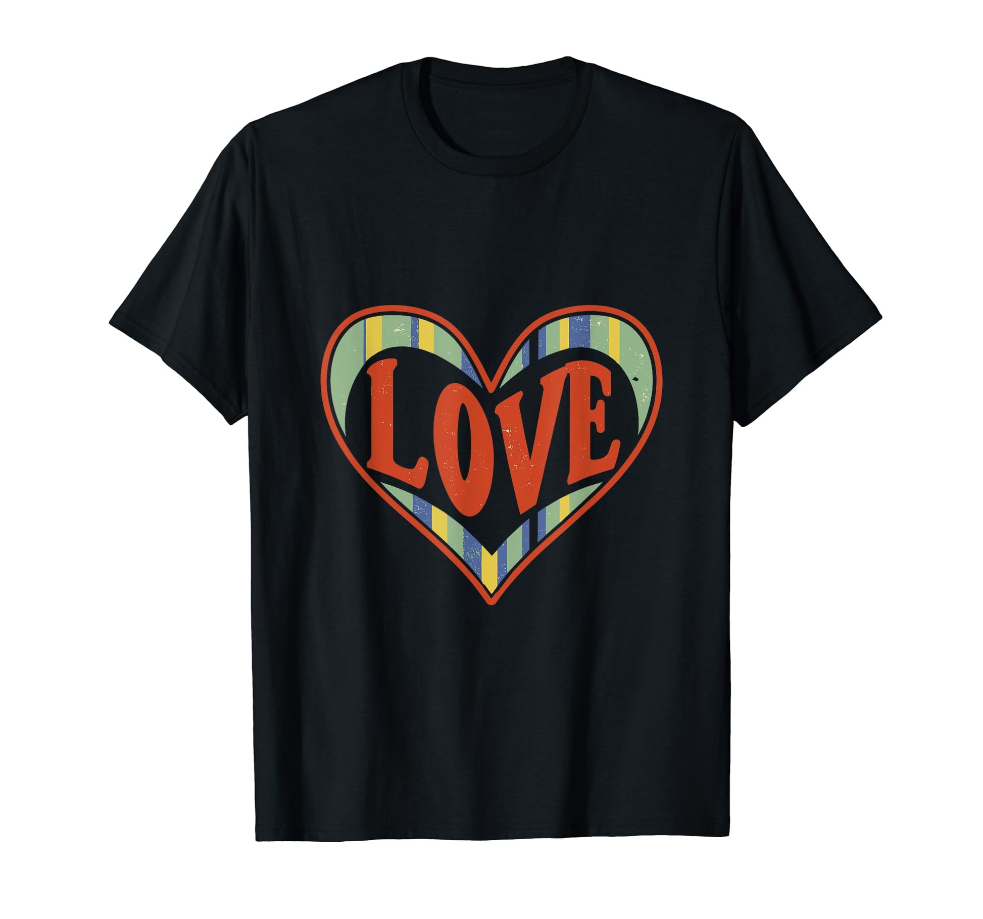 Love Heart Shaped Rainbow Distressed T-Shirt - Streetwear Style for Adults - T-Shirt, Sweatshirt, Hoodie