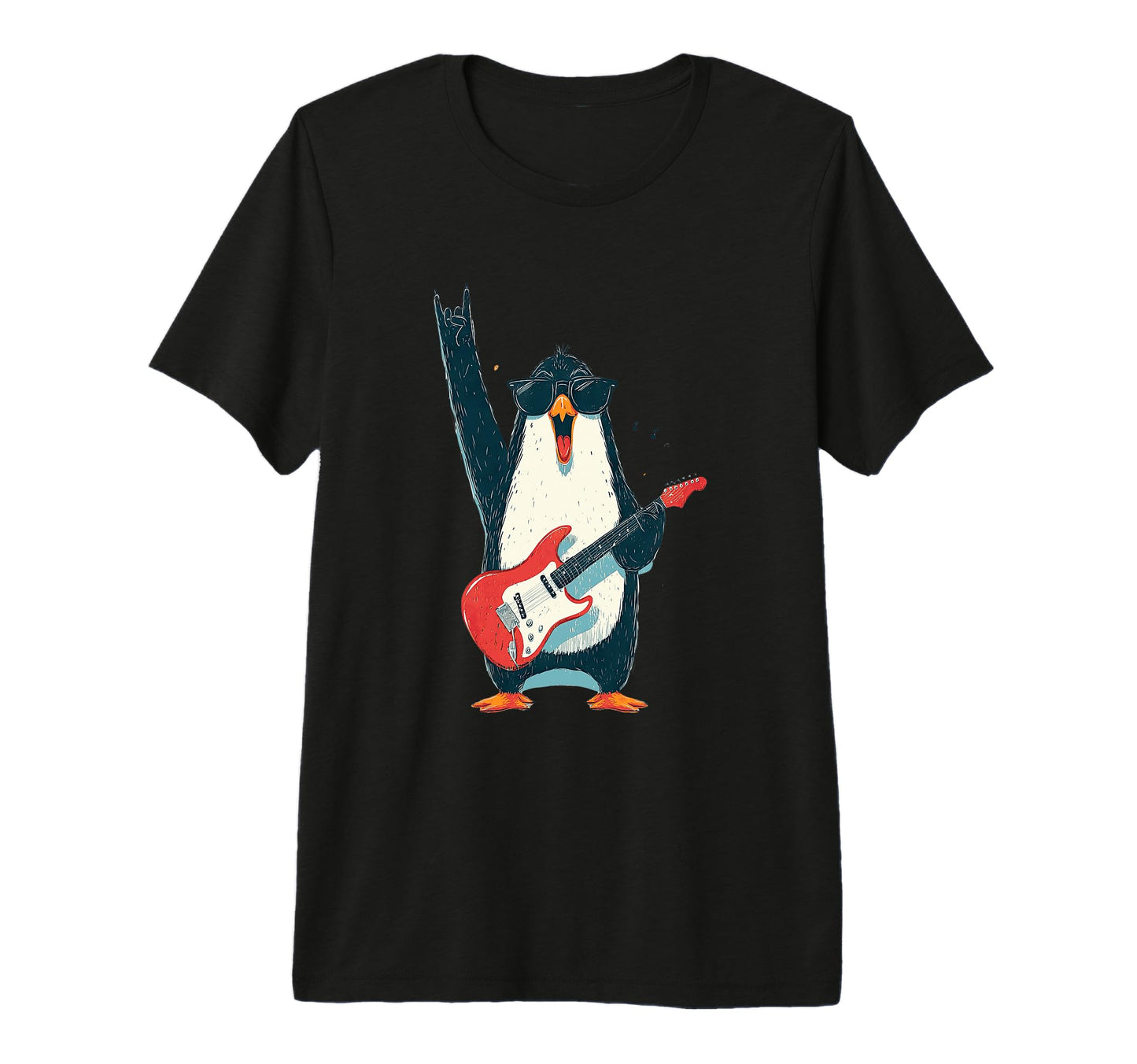 Rockstar Penguin Sunglasses Electric T-Shirt - Trendy Graphic Men Women - T-Shirt, Sweatshirt, Hoodie