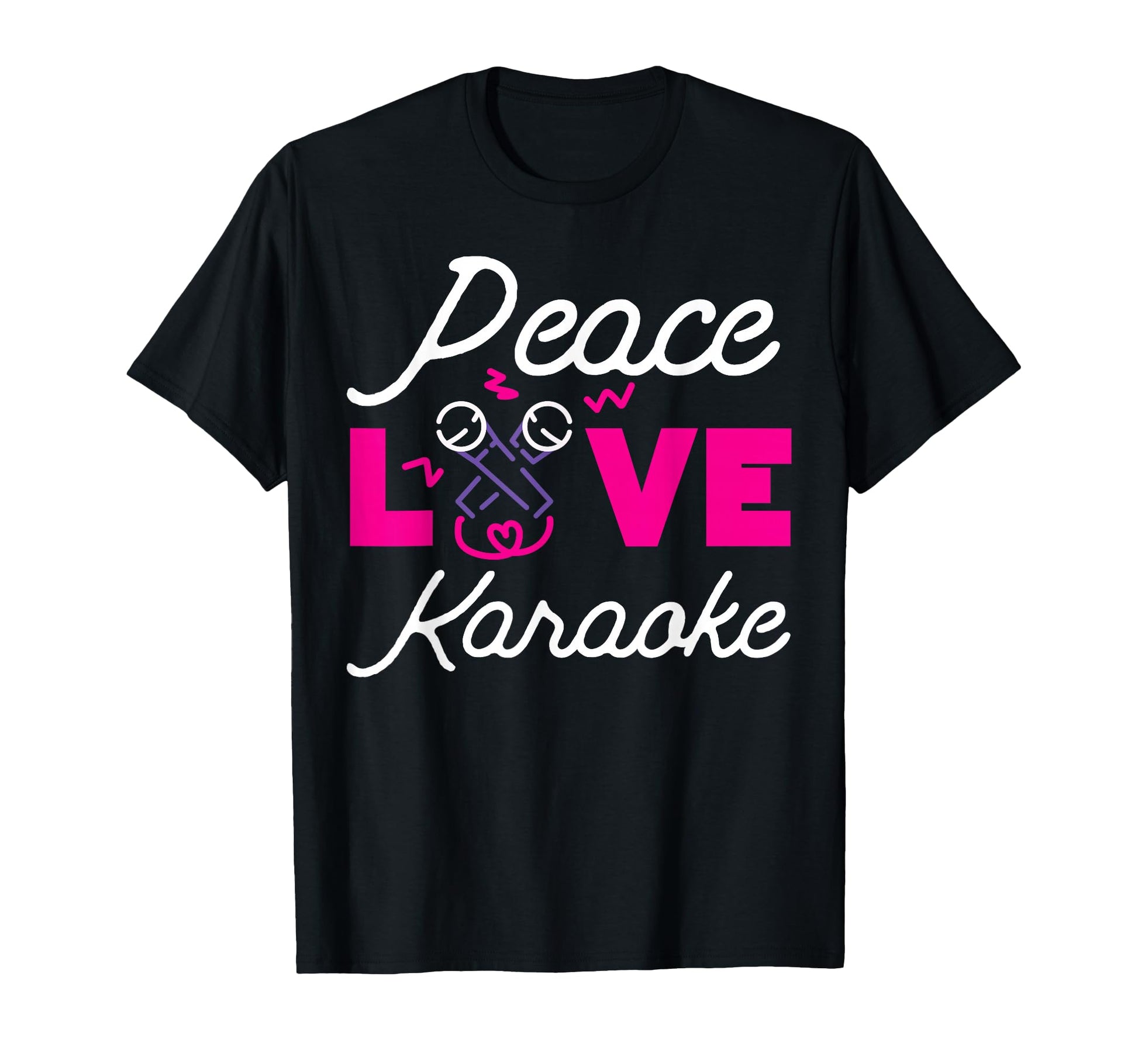 Karaoke Singer 80S Peace Love Karaoke T-Shirt - Minimalist Print Unisex - T-Shirt, Sweatshirt, Hoodie