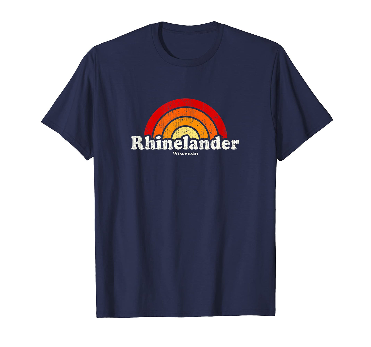 Rhinelander Wisconsin Wi 70S Rainbow T-Shirt - Aesthetic Graphic Unisex - T-Shirt, Sweatshirt, Hoodie