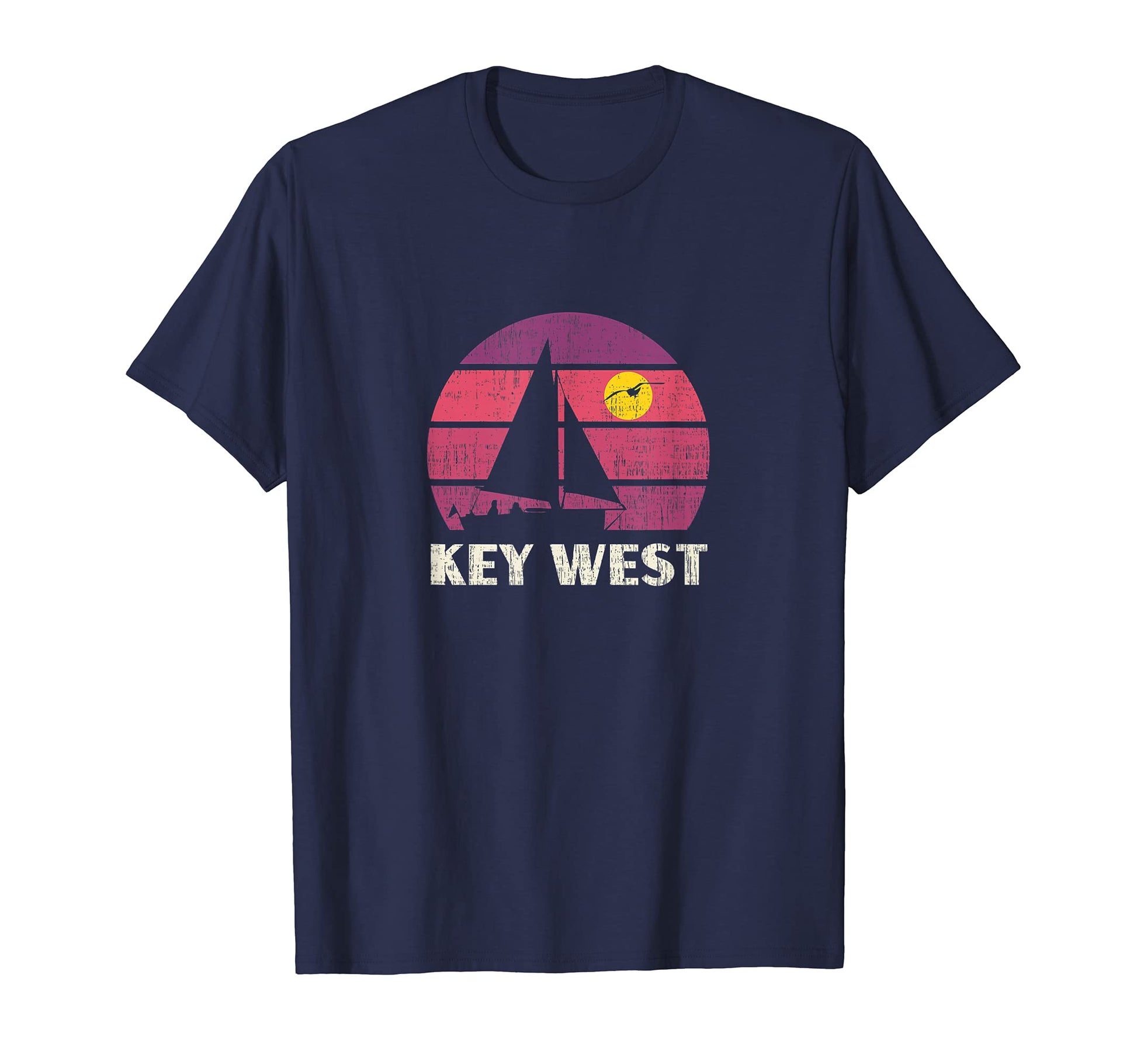 Key West Fl Sailing 70S Sunset Sailboat T-Shirt - Graphic Print for Adults - T-Shirt, Sweatshirt, Hoodie