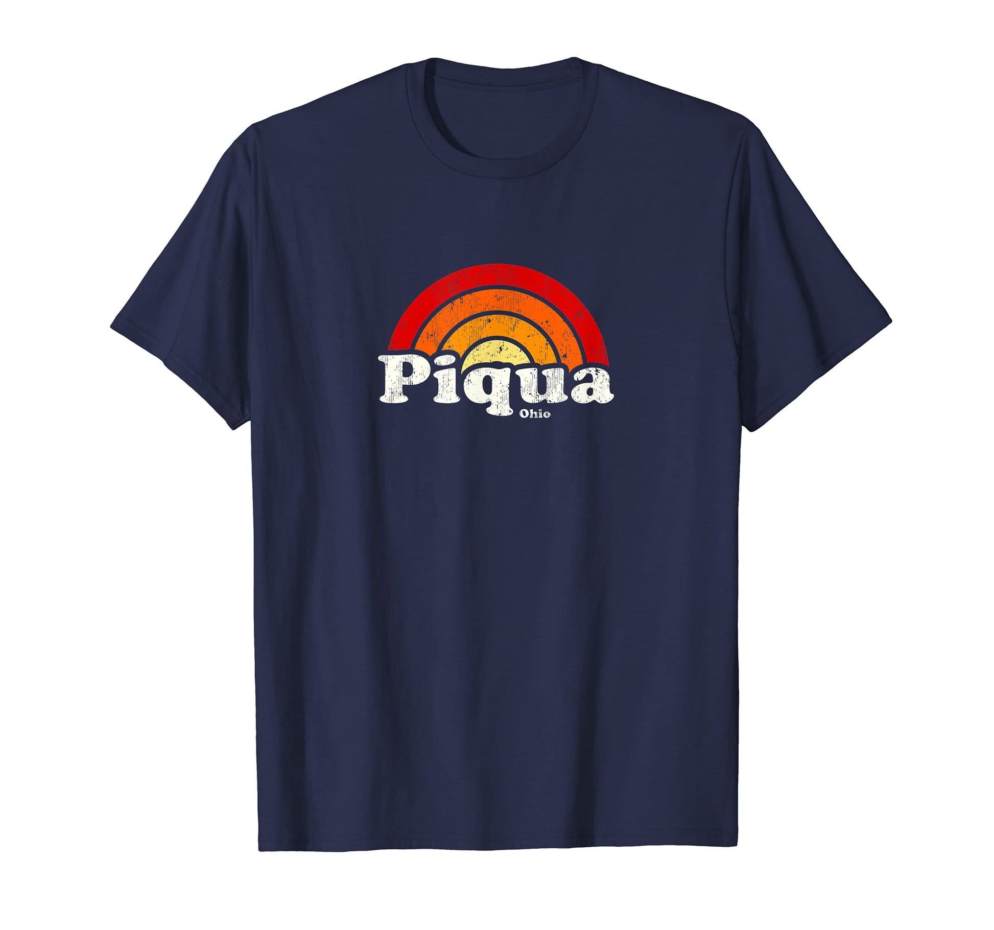 Piqua Ohio Oh 70S Rainbow T-Shirt - Trendy Graphic Men Women - T-Shirt, Sweatshirt, Hoodie