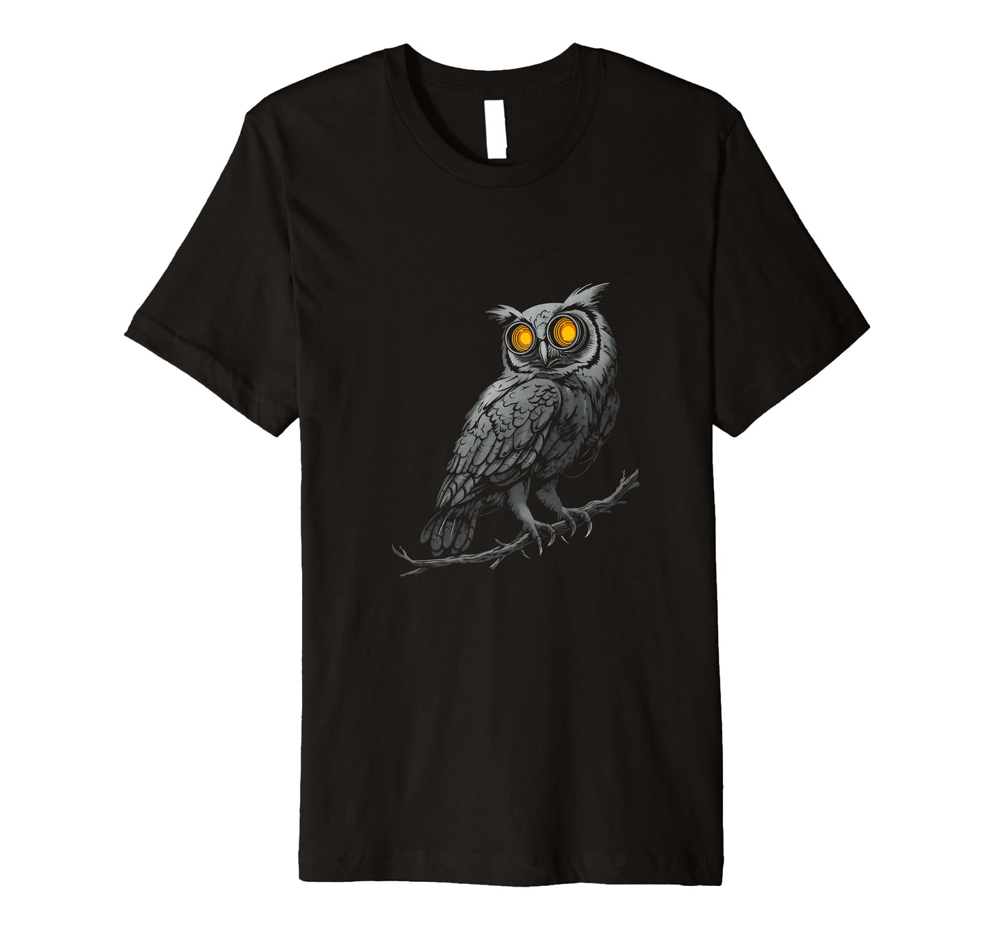 Owl Branch Camera Lenses As Eyes T-Shirt - Custom Art Print Men Women - T-Shirt, Sweatshirt, Hoodie