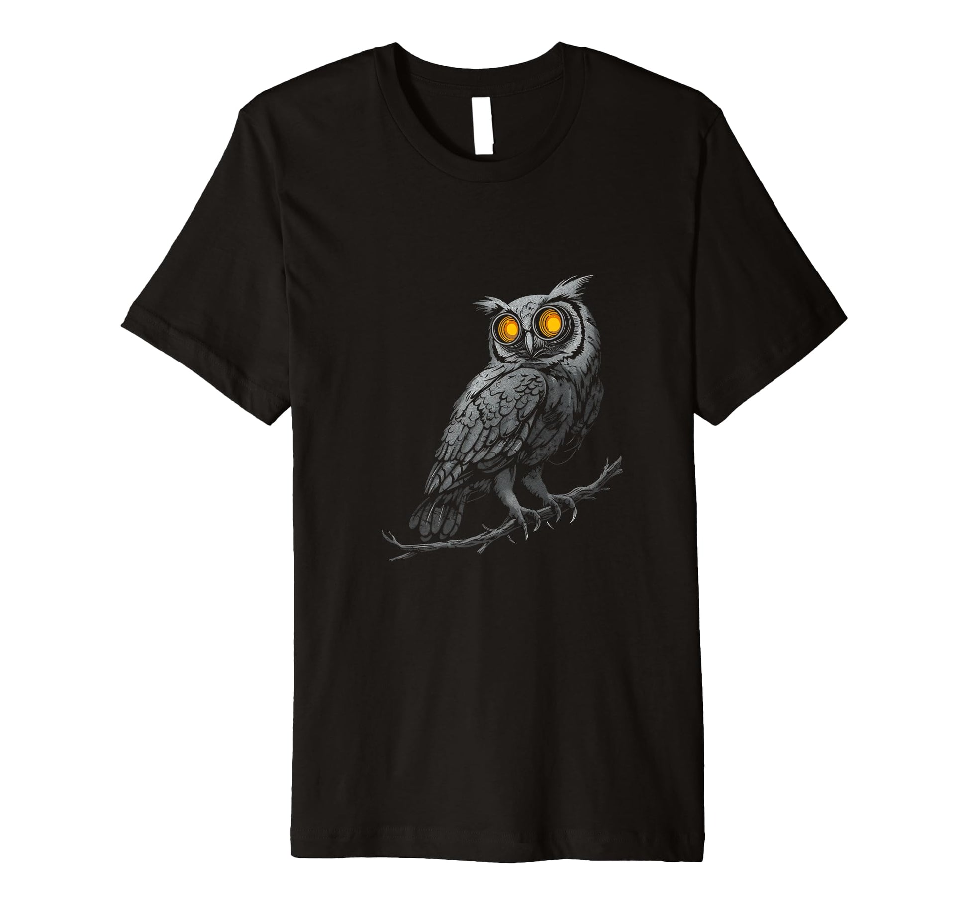 Owl Branch Camera Lenses As Eyes T-Shirt - Custom Art Print Men Women - T-Shirt, Sweatshirt, Hoodie