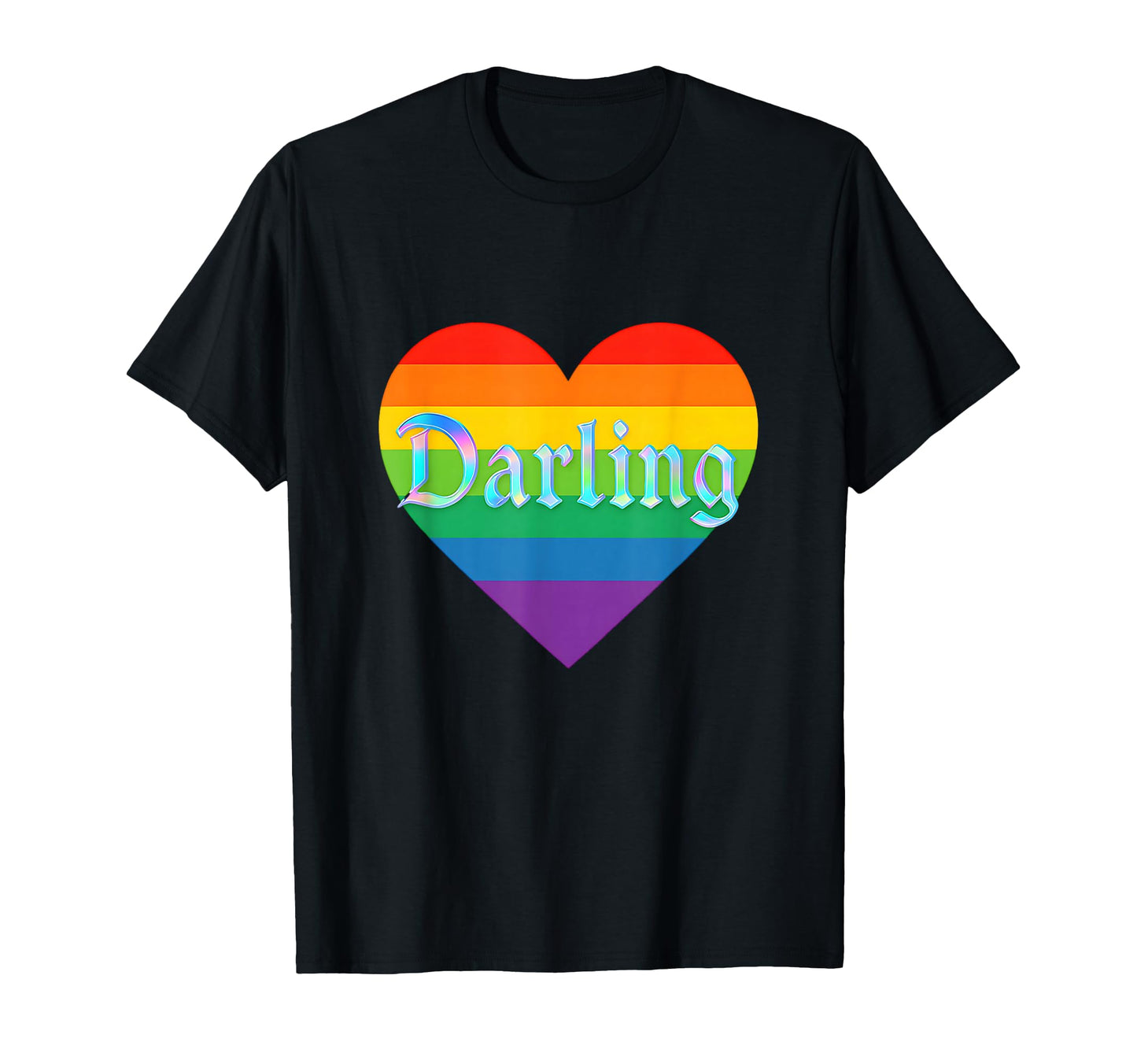 Darling Rainbow Heart Typography T-Shirt - Casual Everyday Wear for Adults - T-Shirt, Sweatshirt, Hoodie