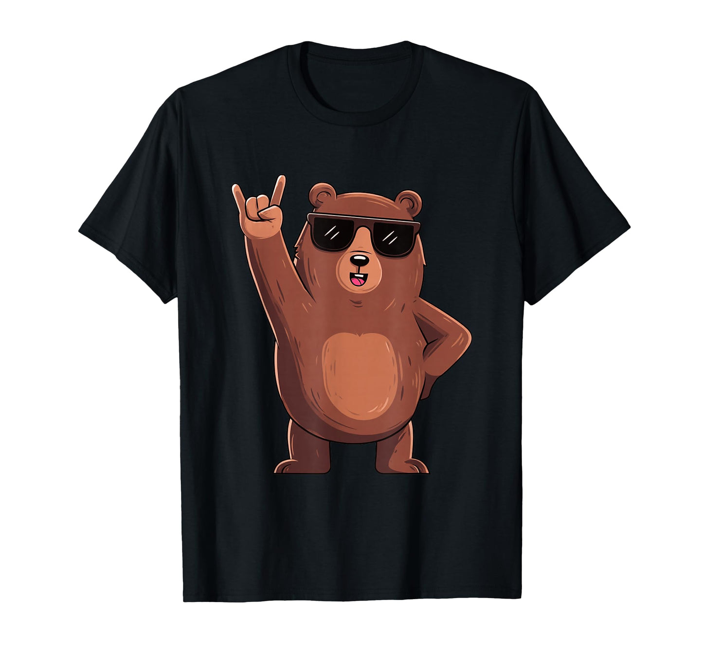 Bear Rock Funny Animal Cartoon Sunglasses T-Shirt - Unique Graphic Unisex - T-Shirt, Sweatshirt, Hoodie