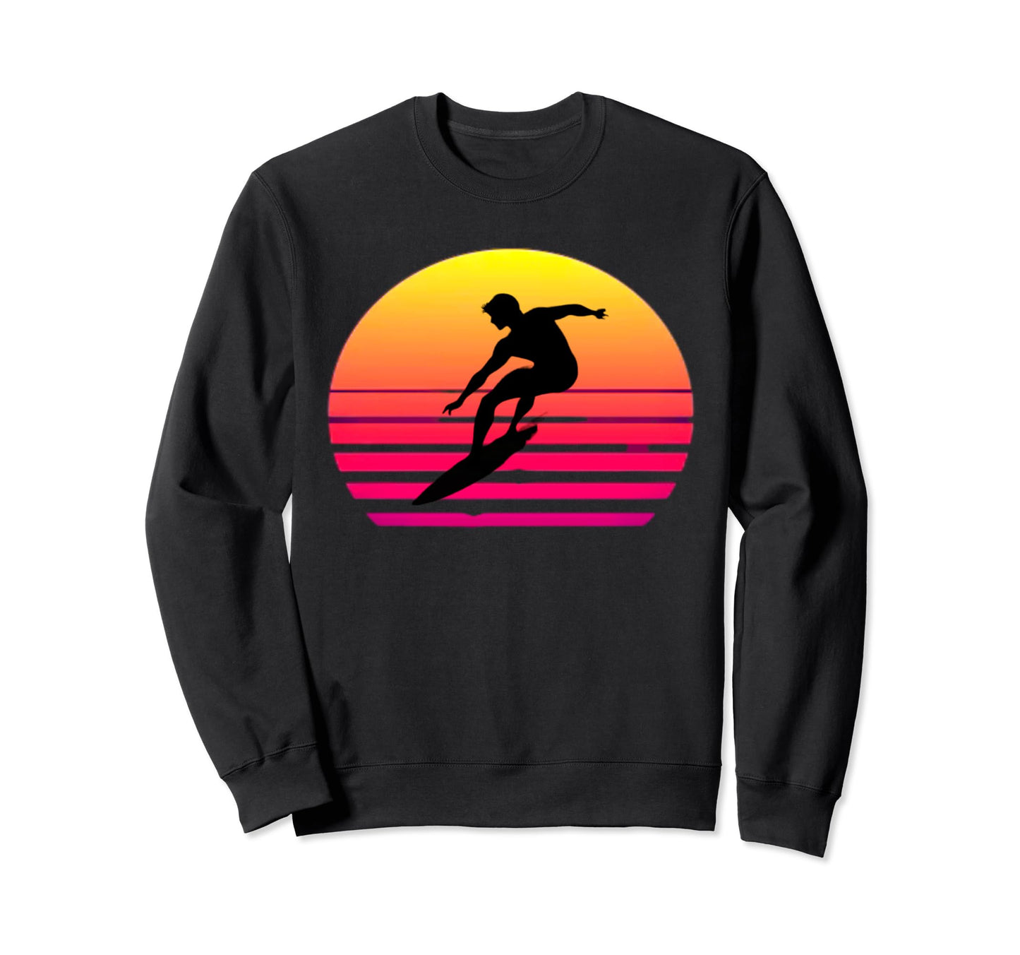 Vaporwave Aesthetic Sunset Surfer Sweatshirt - Trendy Graphic for Adults - T-Shirt, Sweatshirt, Hoodie