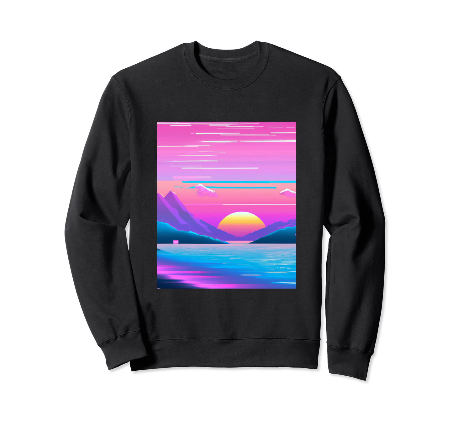 Vaporwave Sun Synthwave Sunset Sweatshirt - Fun Novelty Design Unisex - T-Shirt, Sweatshirt, Hoodie