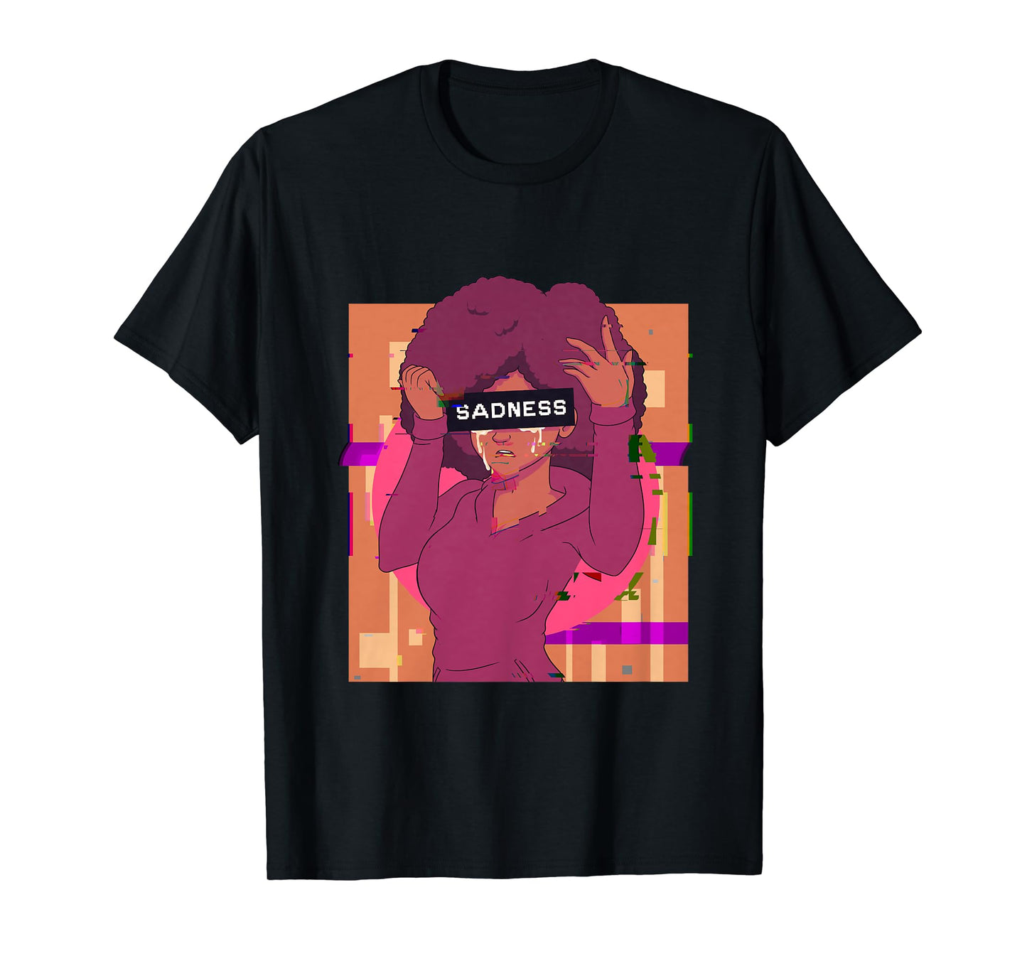 Sad Anime Japanese Aesthetic Vaporwave T-Shirt - Graphic Print Unisex - T-Shirt, Sweatshirt, Hoodie