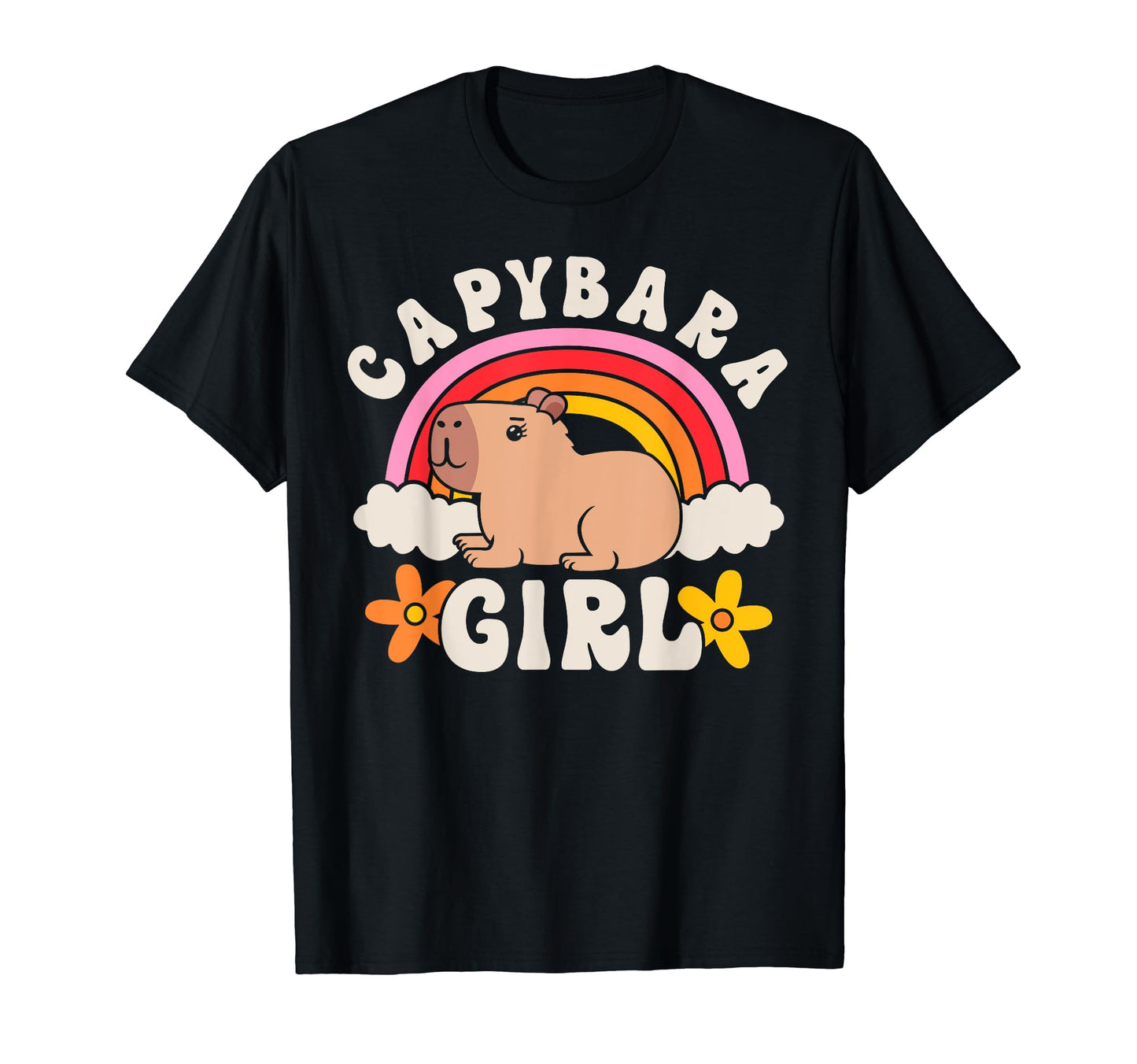 Capybara Rodent Animal Daisy Flowers T-Shirt - Minimalist Print Unisex - T-Shirt, Sweatshirt, Hoodie