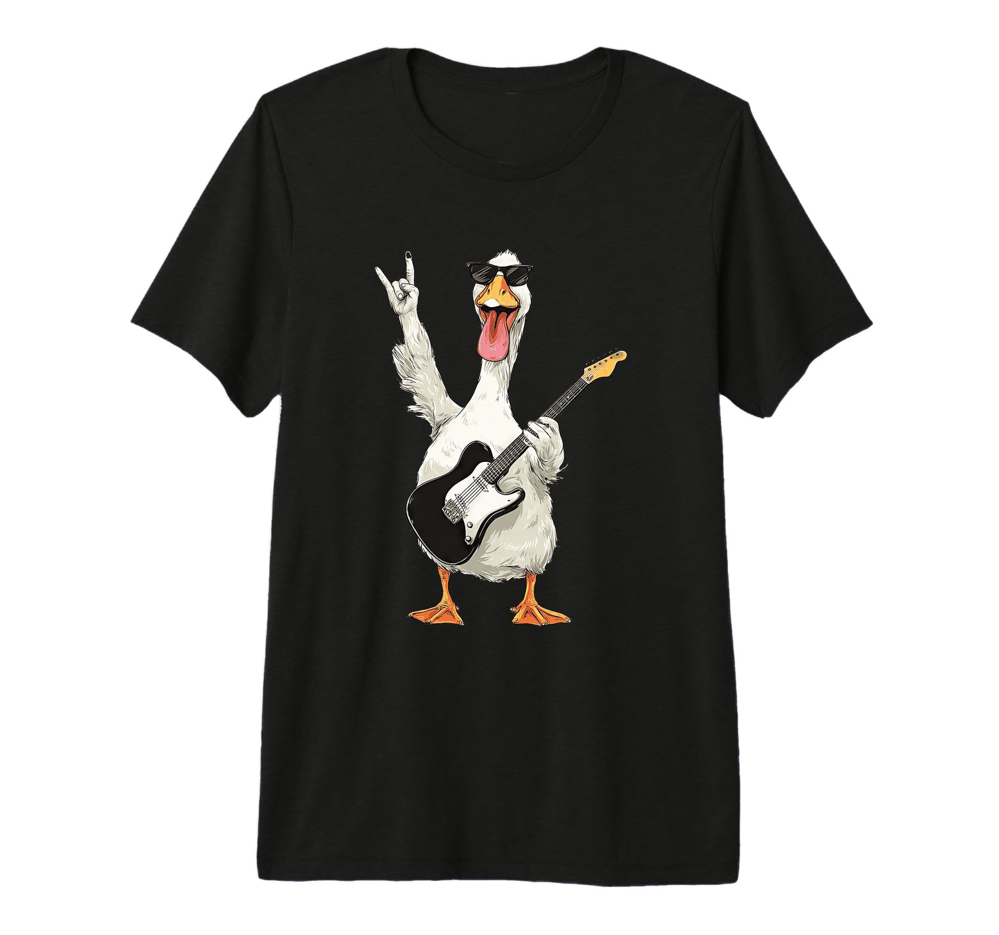 Funny Rock Duck Cartoon Guitar Player Tri T-Shirt - Unique Graphic Unisex - T-Shirt, Sweatshirt, Hoodie