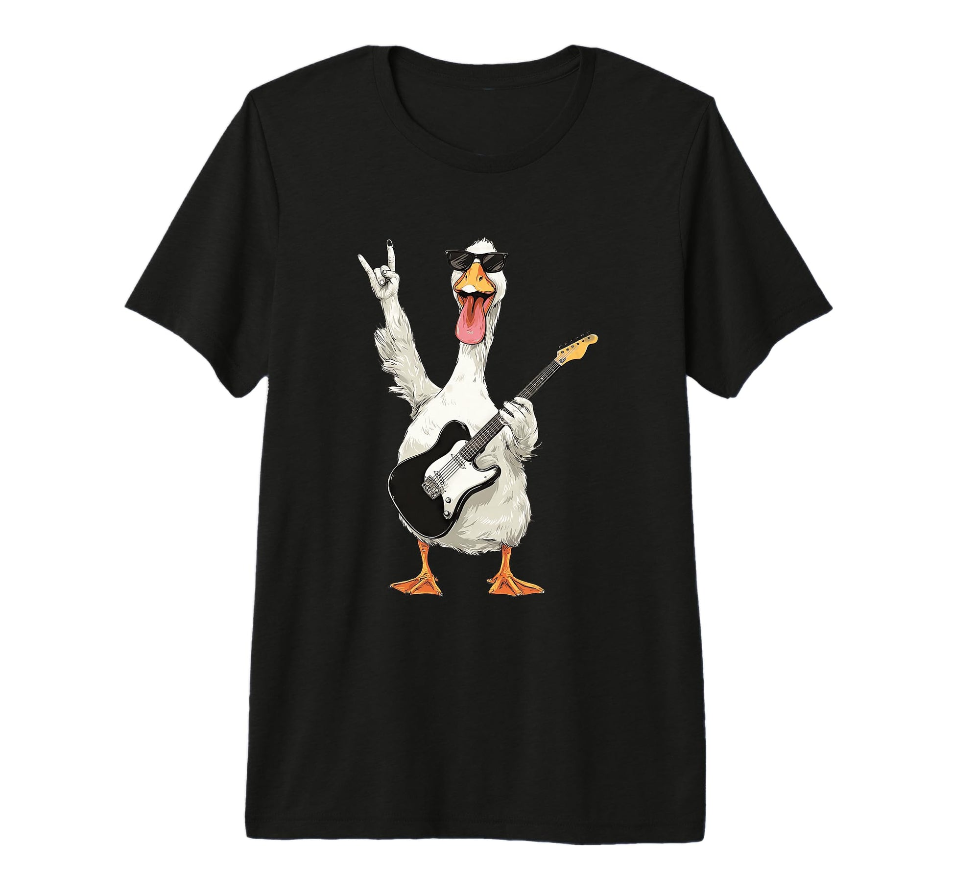 Funny Rock Duck Cartoon Guitar Player Tri T-Shirt - Unique Graphic Unisex - T-Shirt, Sweatshirt, Hoodie