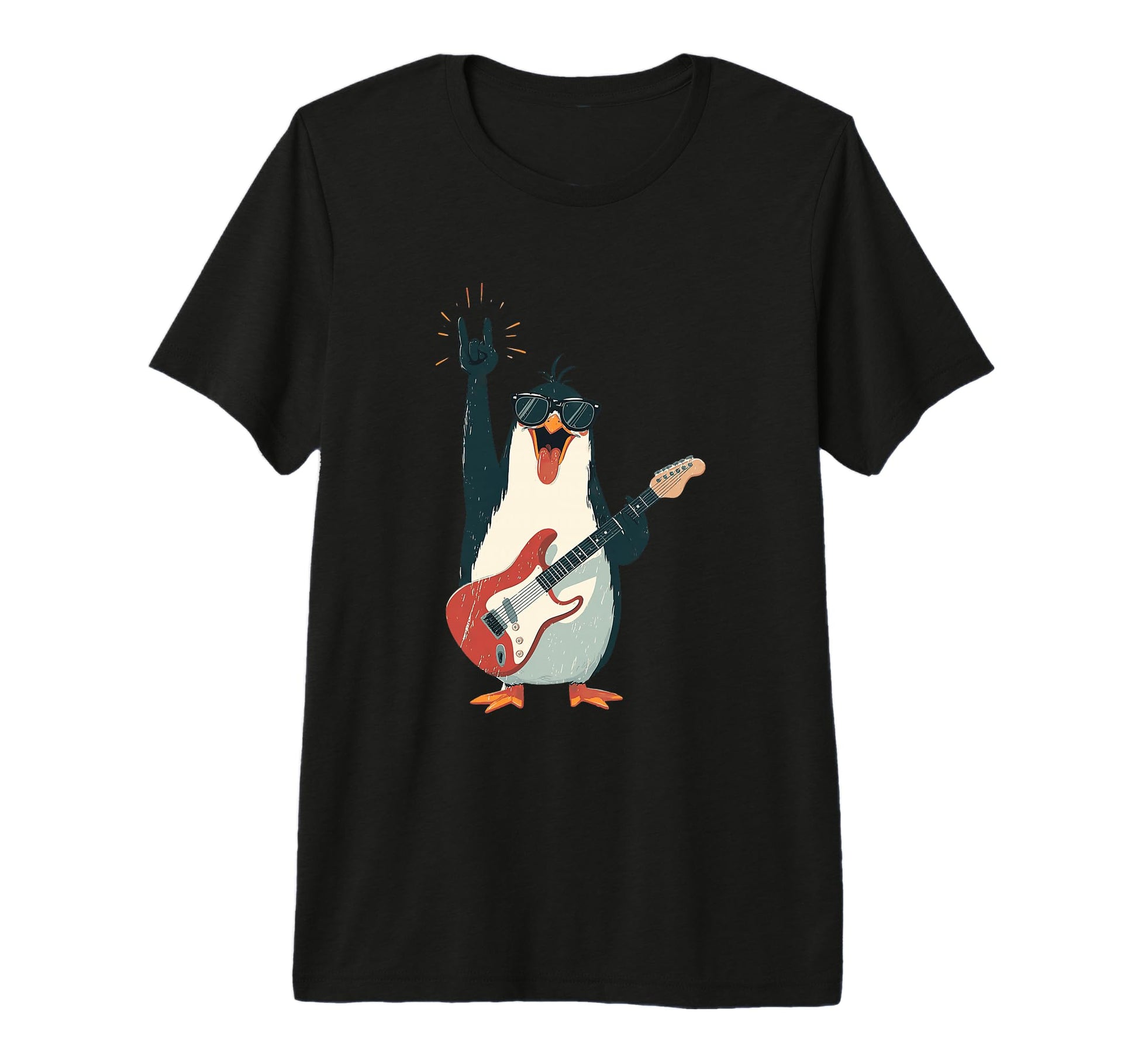 Rock Penguin Guitarist Funny Animal T-Shirt - Aesthetic Graphic for Adults - T-Shirt, Sweatshirt, Hoodie