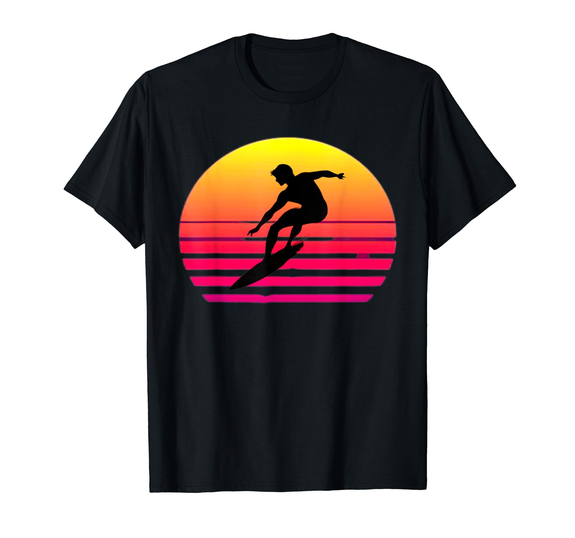 Vaporwave Aesthetic Sunset Surfer T-Shirt - Fun Novelty Design for Adults - T-Shirt, Sweatshirt, Hoodie