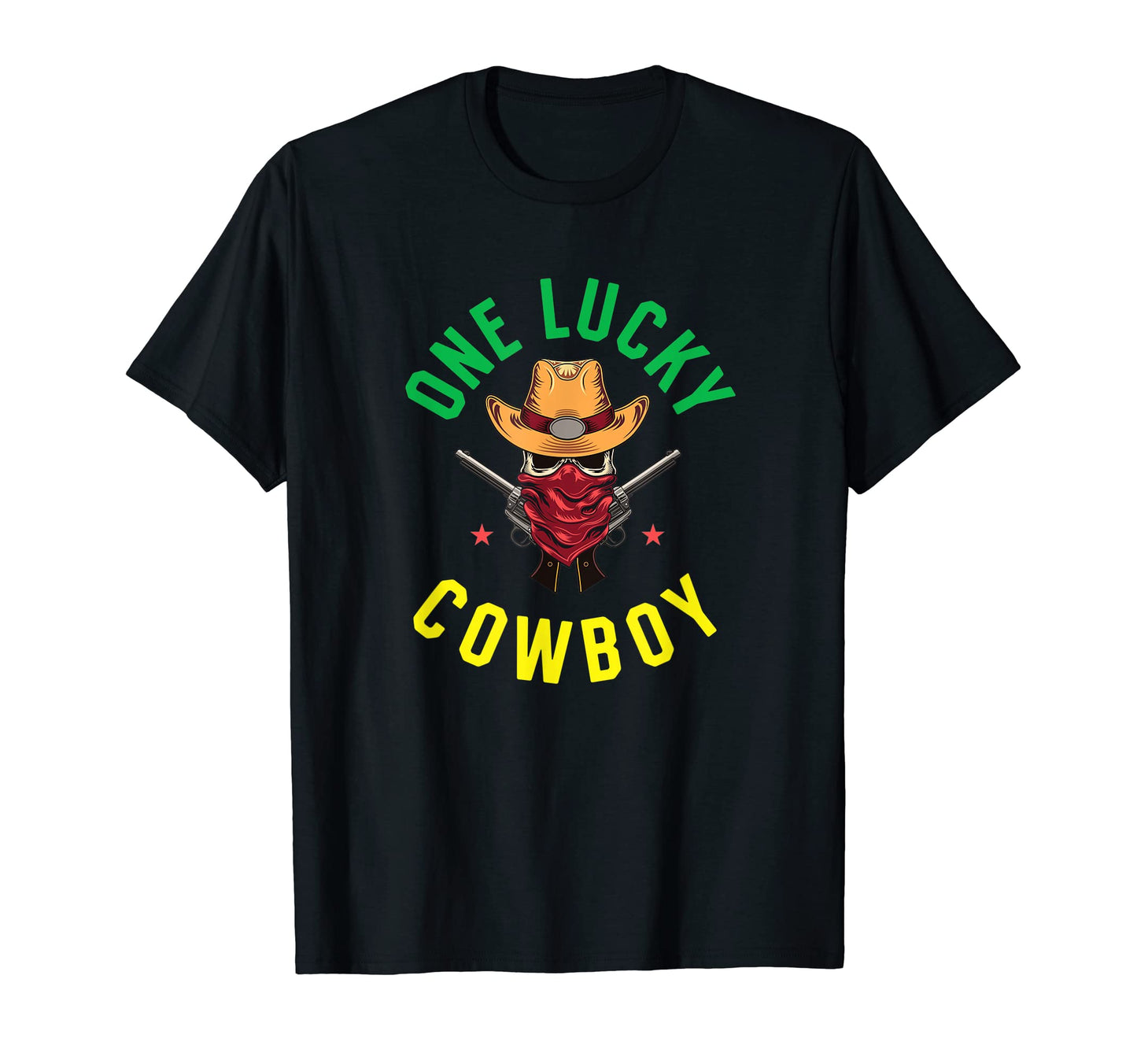One Lucky Cowboy Skull T-Shirt - Custom Art Print Men Women - T-Shirt, Sweatshirt, Hoodie
