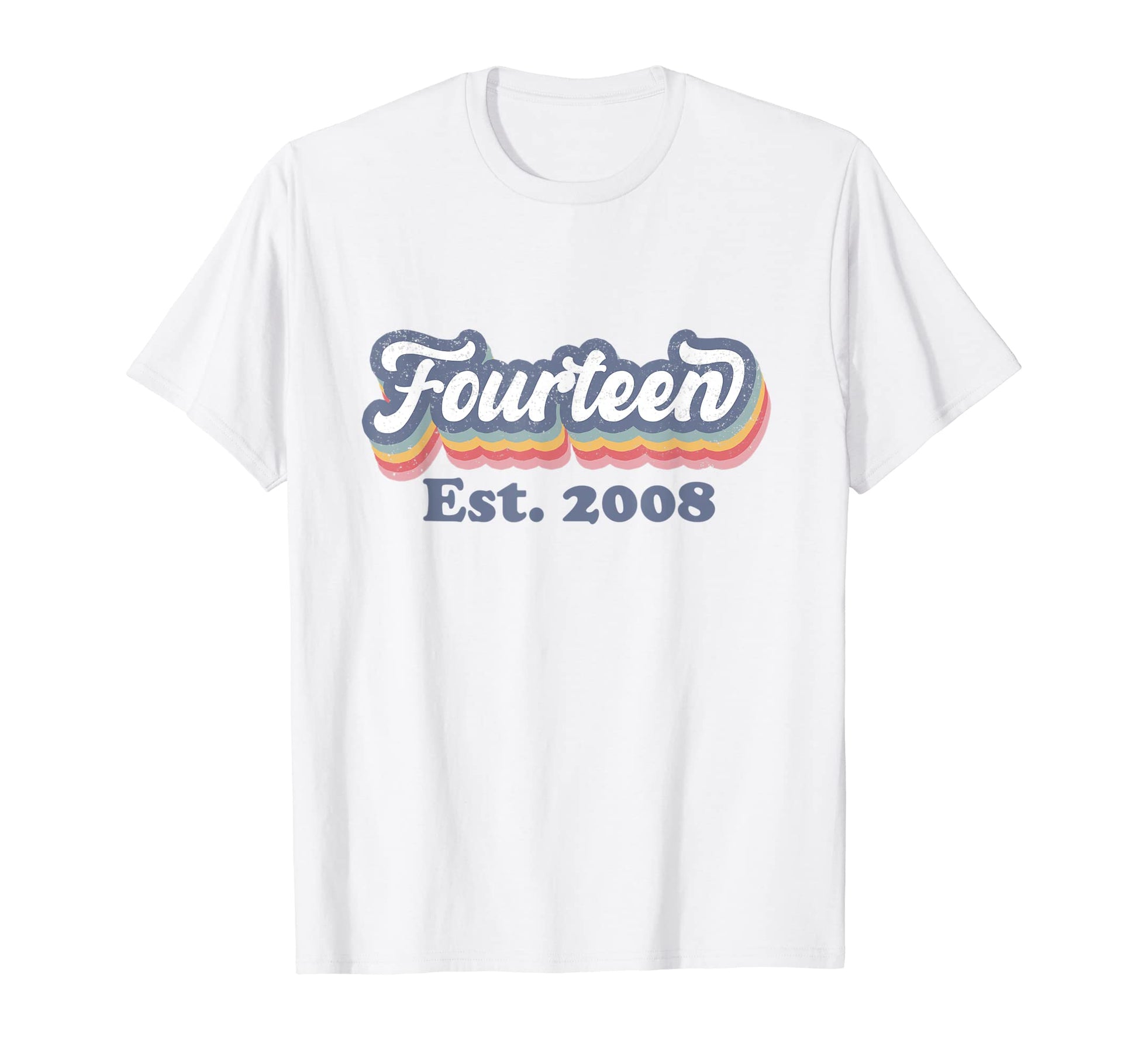 14Th Birthday Rainbow Est 2008 Teen T-Shirt - Custom Art Print for Adults - T-Shirt, Sweatshirt, Hoodie