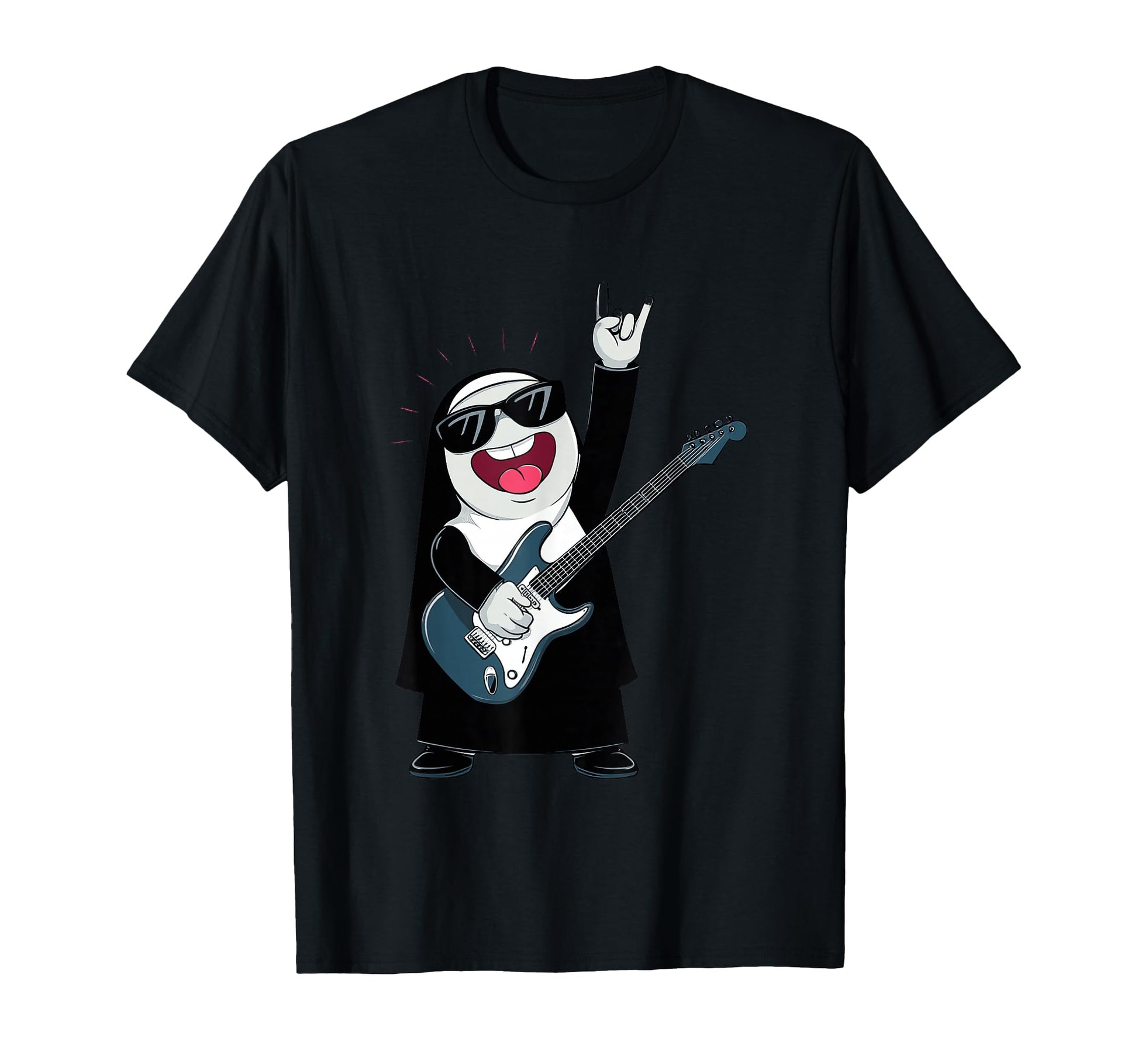 Funny Nun Guitar Player Rock Music T-Shirt - Novelty Apparel Men Women - T-Shirt, Sweatshirt, Hoodie