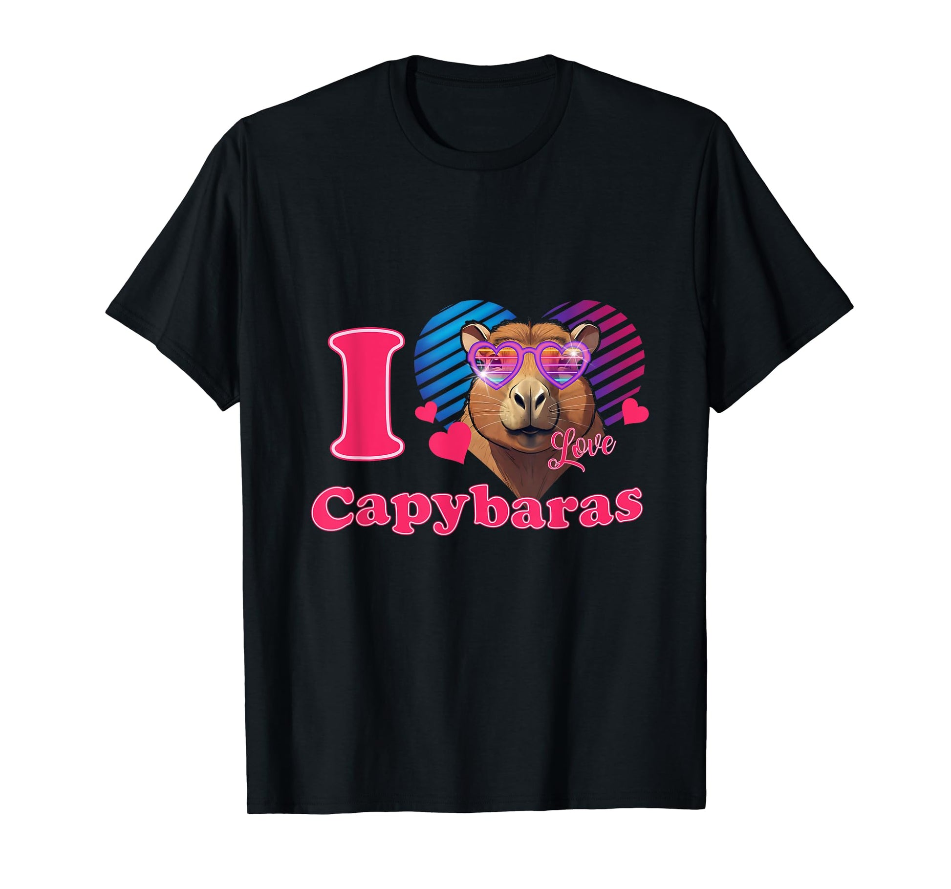 I Love Capybaras 80S Vaporwave T-Shirt - Trendy Graphic for Adults - T-Shirt, Sweatshirt, Hoodie