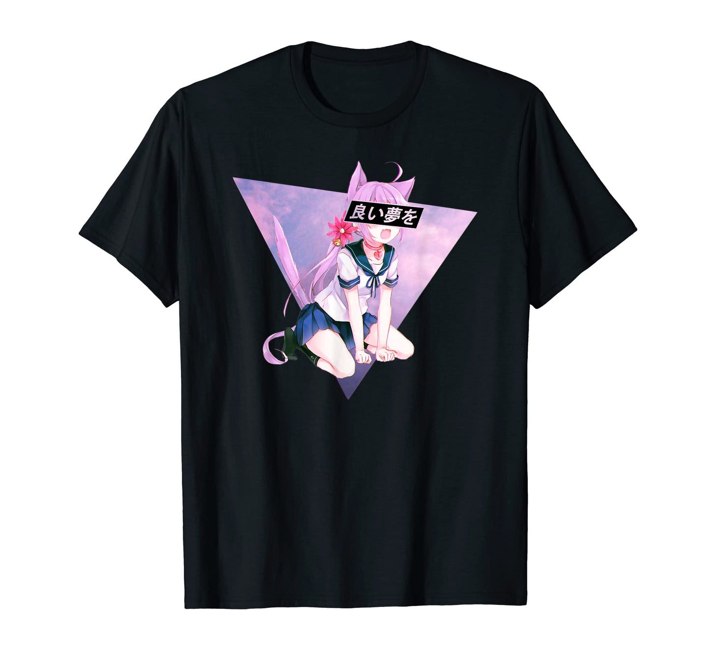 Anime Neko Vaporwave Aesthetic T-Shirt - Aesthetic Graphic for Adults - T-Shirt, Sweatshirt, Hoodie