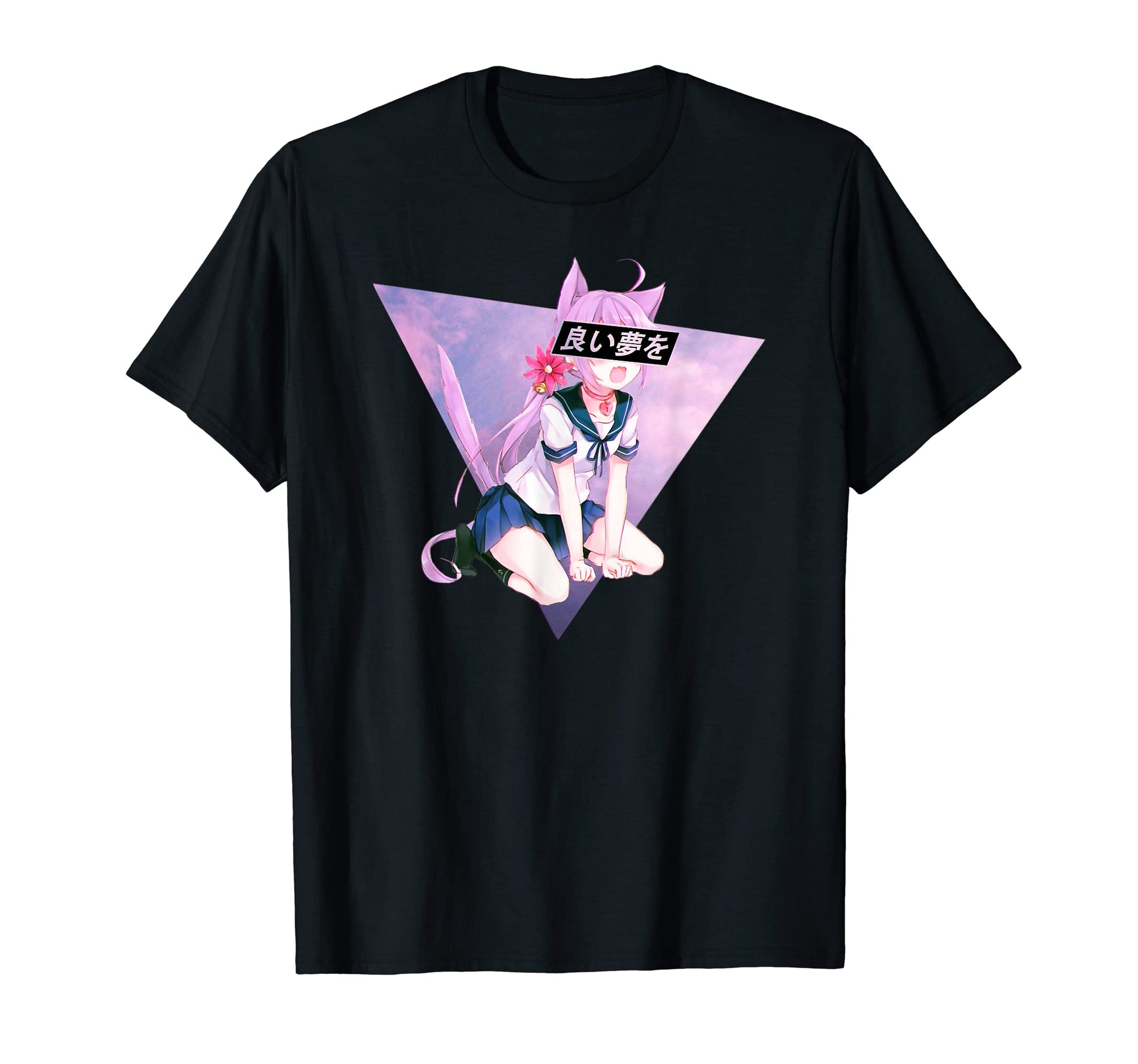 Anime Neko Vaporwave Aesthetic T-Shirt - Aesthetic Graphic for Adults - T-Shirt, Sweatshirt, Hoodie