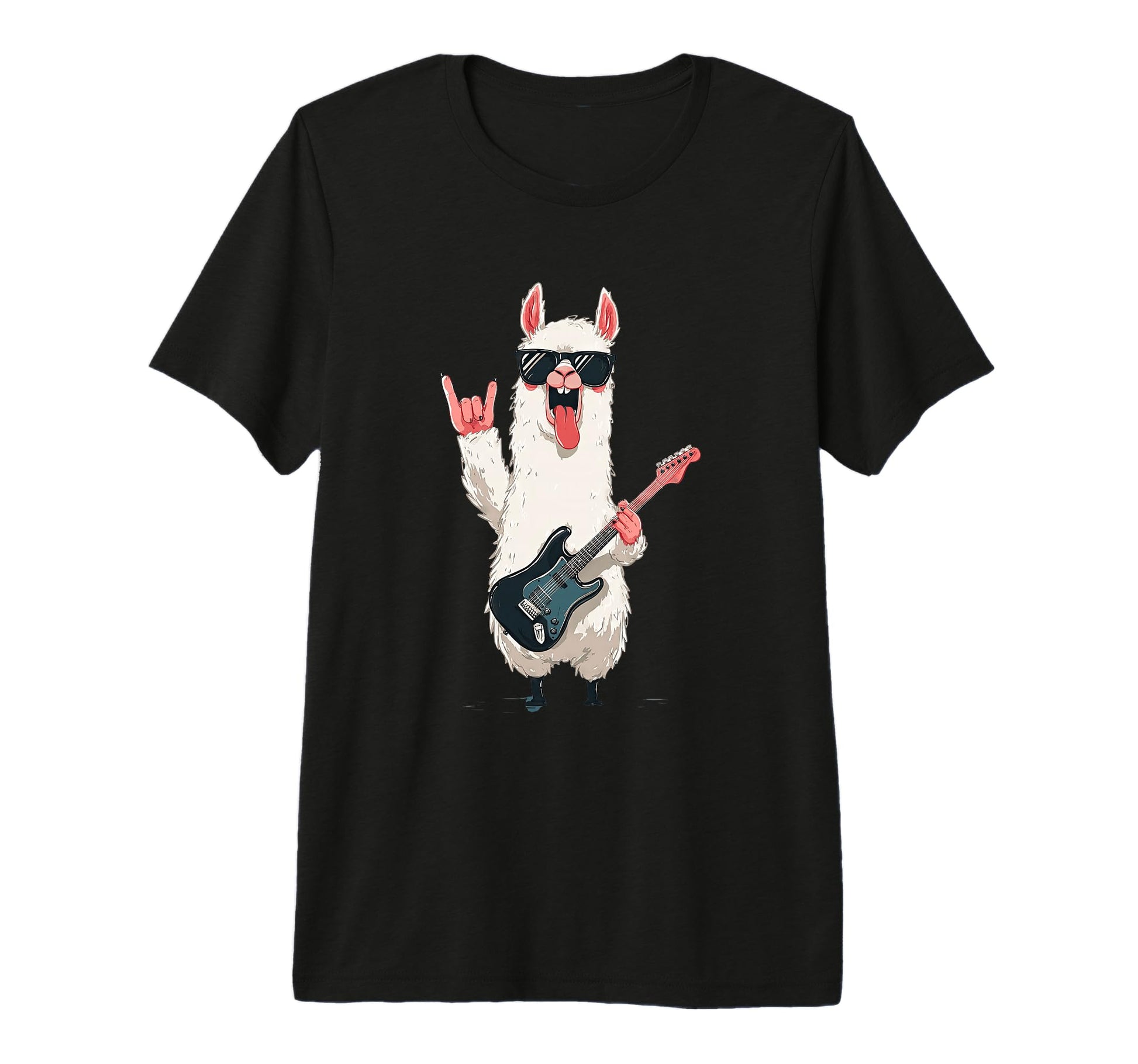 Llama Playing Guitar Funny Animal Rock T-Shirt - Graphic Print Men Women - T-Shirt, Sweatshirt, Hoodie
