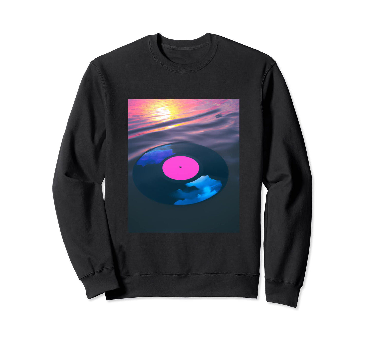 Vaporwave Vinyl Record Sweatshirt - Fun Novelty Design for Adults - T-Shirt, Sweatshirt, Hoodie