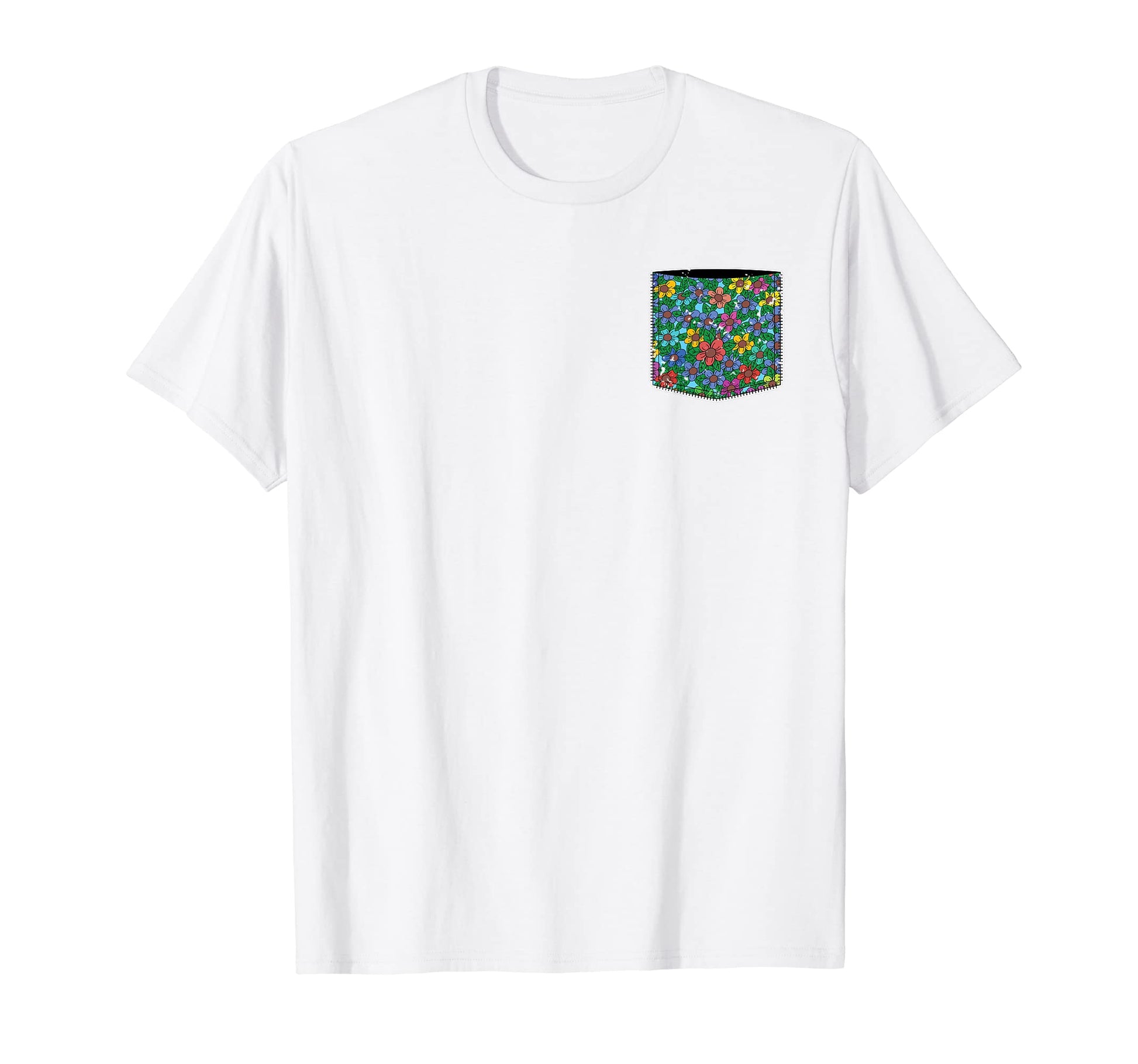 Flower Pocket Floral Pattern Tropical T-Shirt - Casual Everyday Wear Unisex - T-Shirt, Sweatshirt, Hoodie