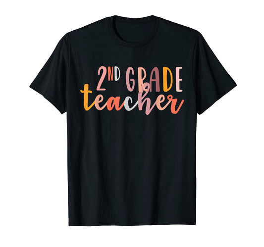 2Nd Grade Teacher Boho Color First T-Shirt - Minimalist Print for Adults - T-Shirt, Sweatshirt, Hoodie